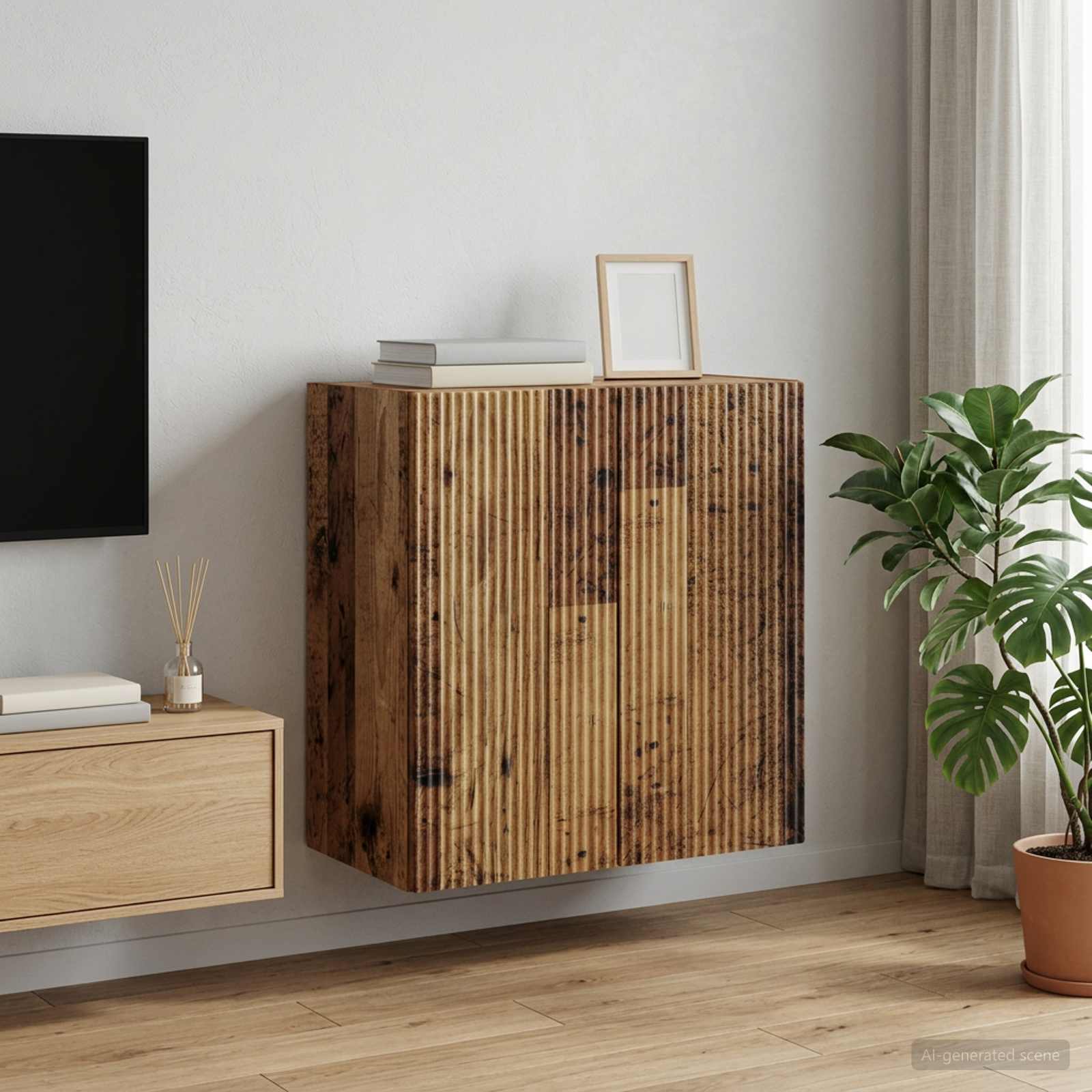 Wandschrank 59 x 31 x 60 cm Holzwerkstoff Altholz