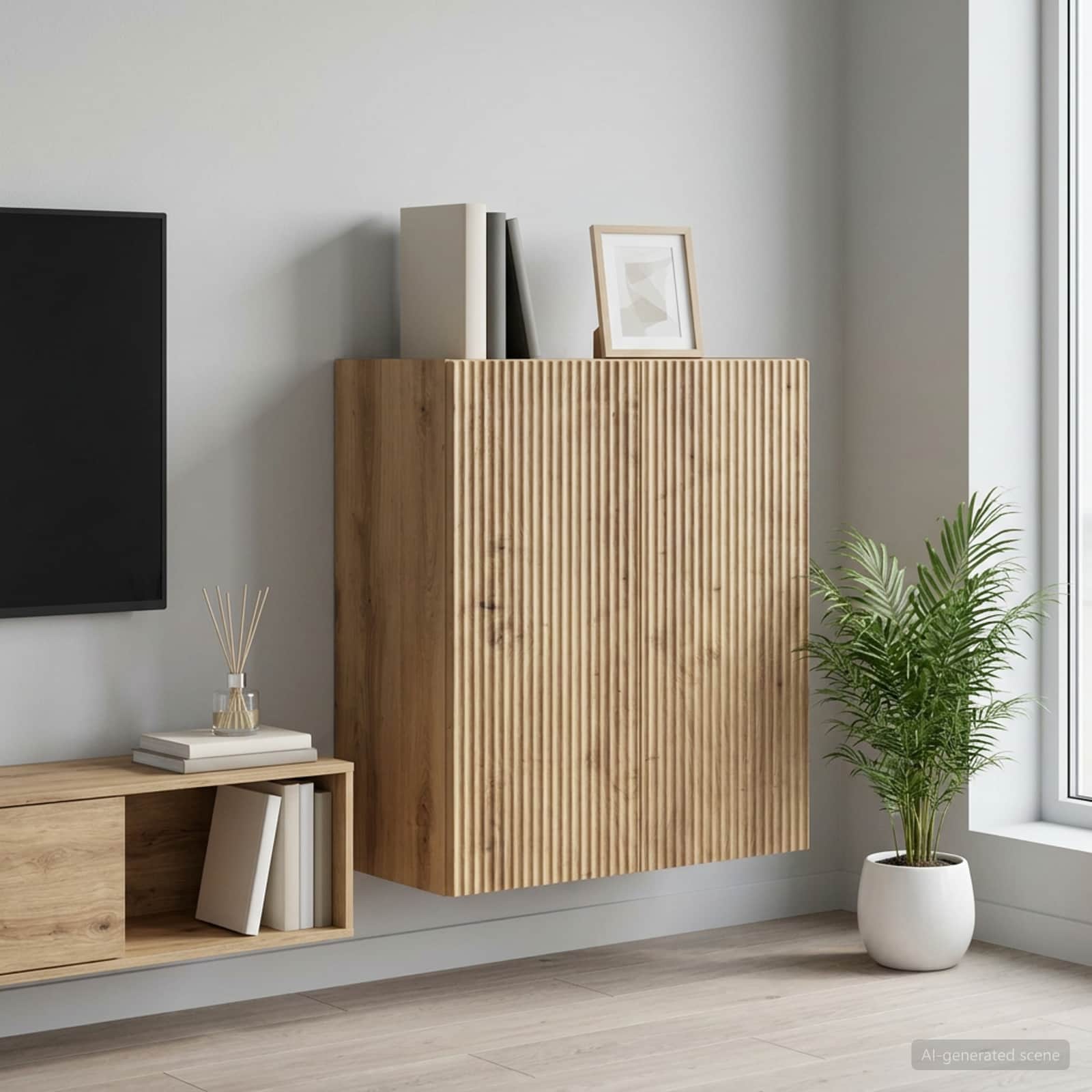 Wandschrank 59 x 31 x 60 cm Holzwerkstoff Artisan-Eiche