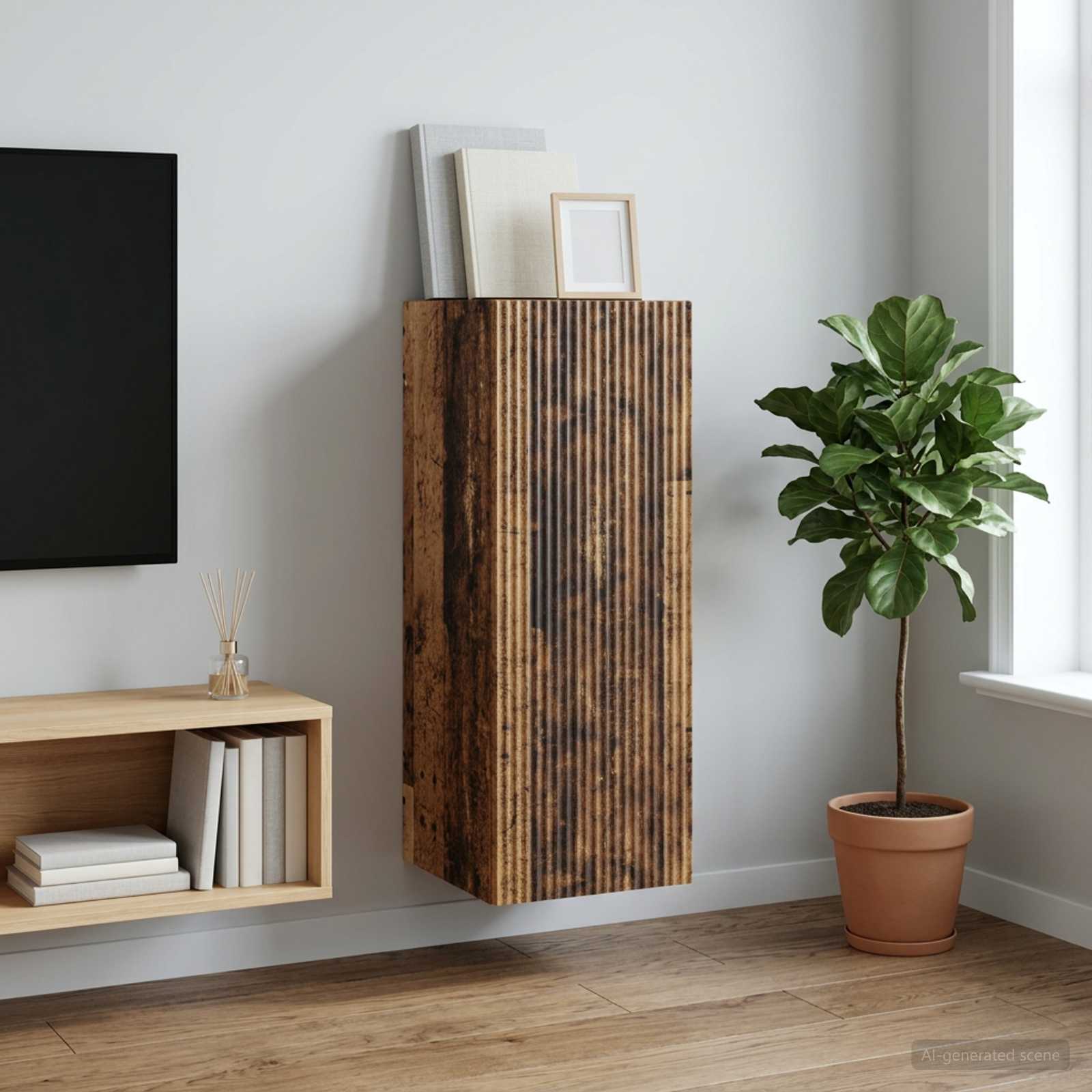Wandschrank 33 x 34,5 x 90 cm Holzwerkstoff Altholz