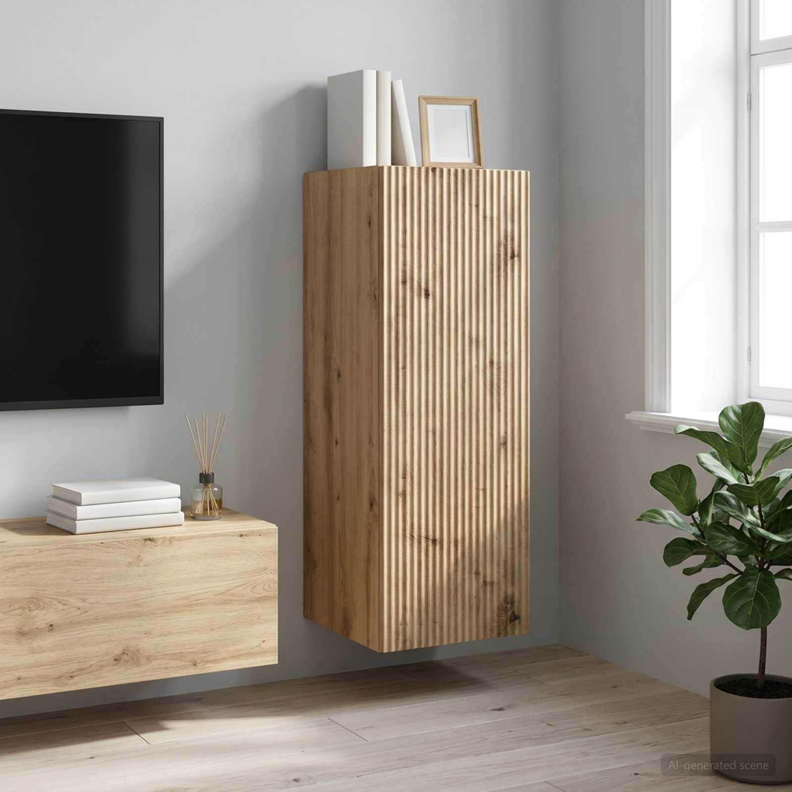 Wandschrank 33 x 34,5 x 90 cm Holzwerkstoff Artisan-Eiche