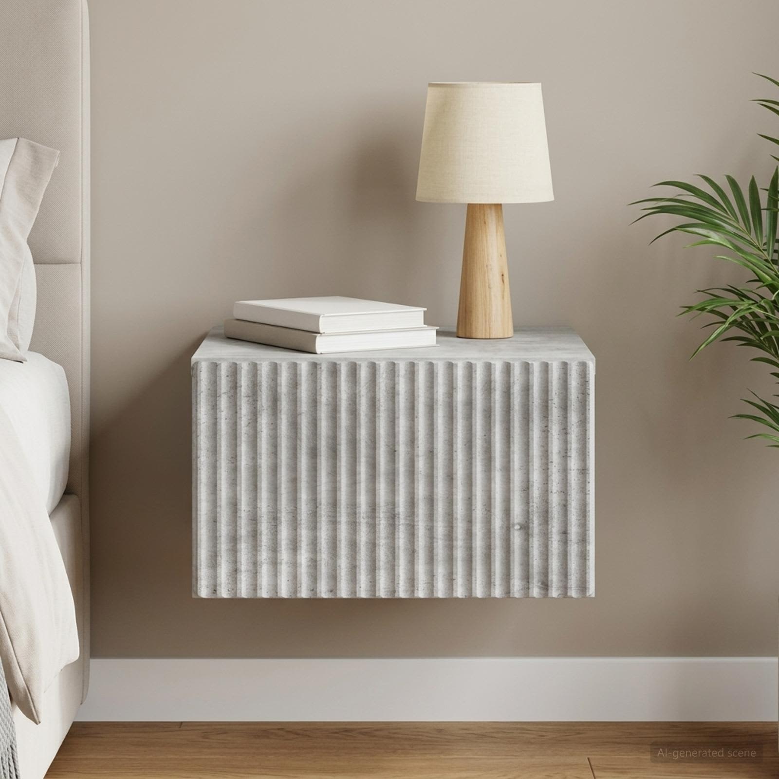 Wandmontierter Nachttisch Betongrau 33 x 34,5 x 20 cm