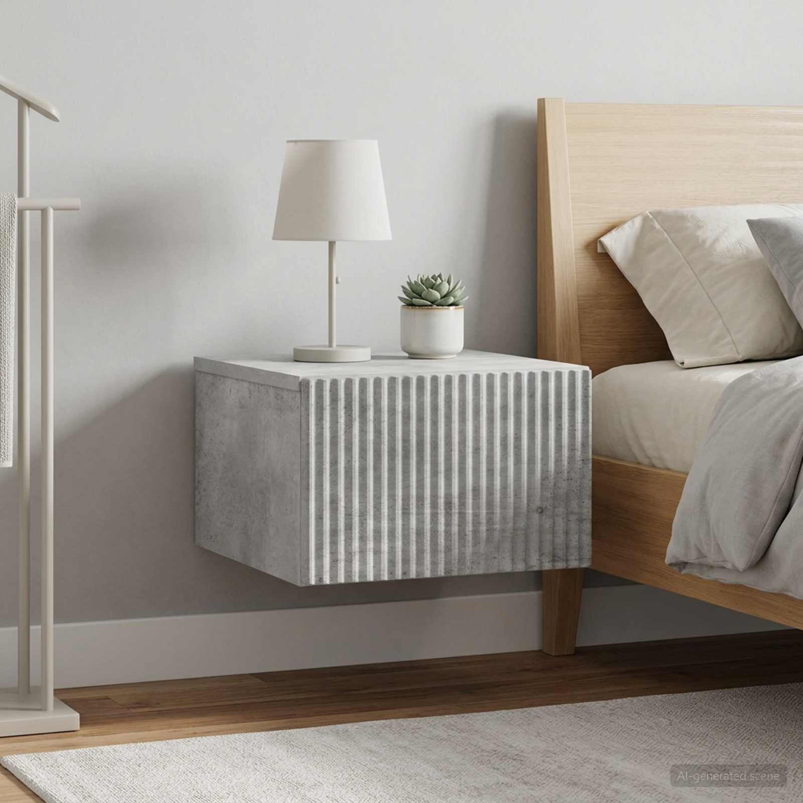 Wandmontierter Nachttisch 2 Stk. Betongrau 33 x 34,5 x 20 cm