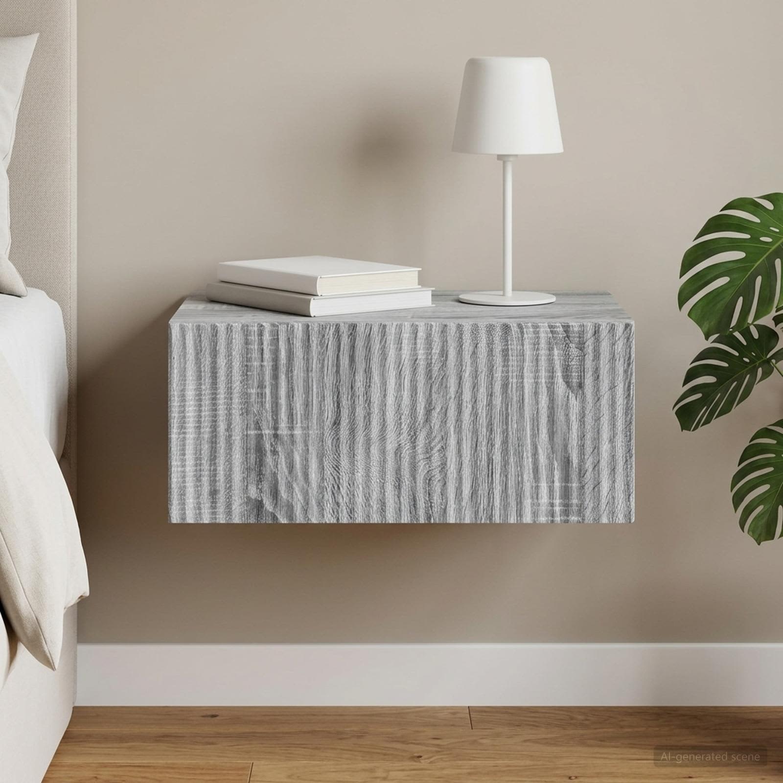 Wandmontierter Nachttisch Sonoma-Grau 49 x 34,5 x 20 cm