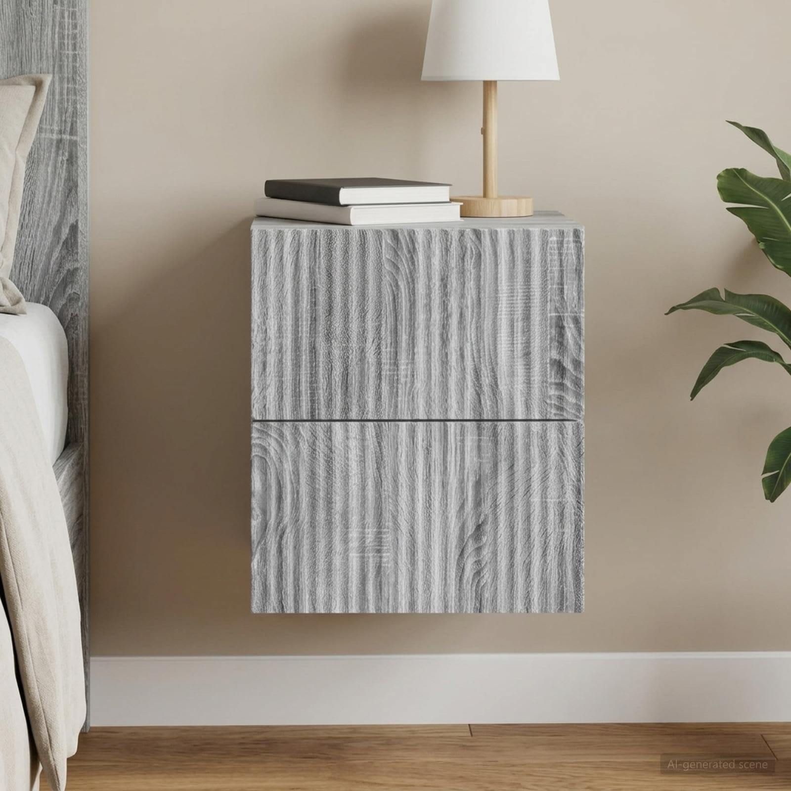 Wandmontierter Nachttisch Sonoma-Grau 33 x 34,5 x 40 cm