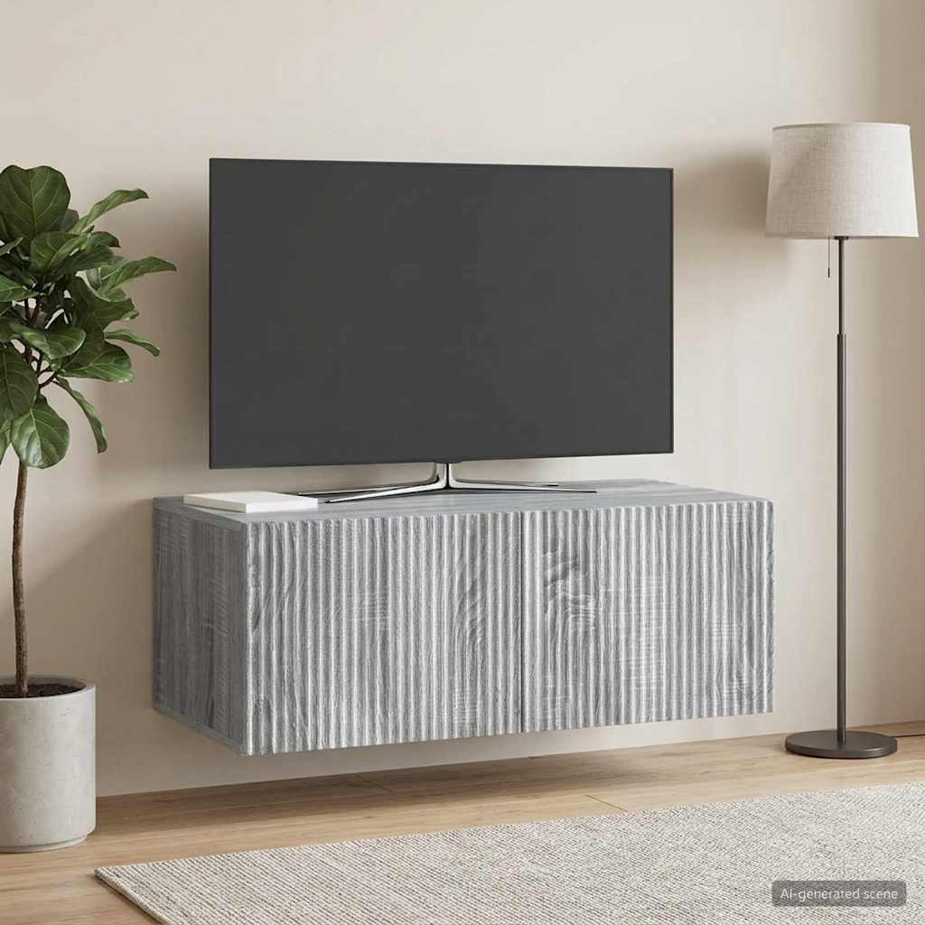 Wandmontierter TV-Schrank 78,5 x 41 x 30 cm Sonoma-Grau