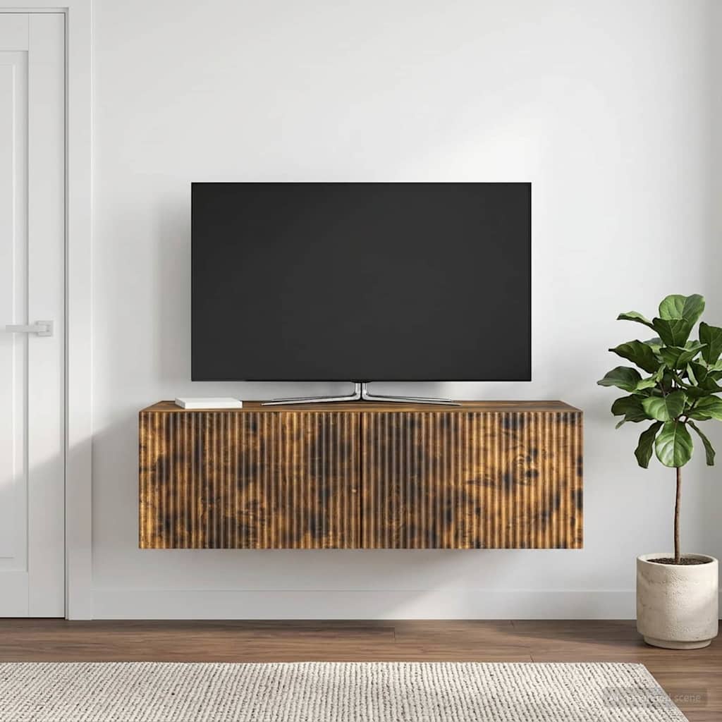 Wandmontierter TV-Schrank 98 x 41 x 30 cm Räuchereiche
