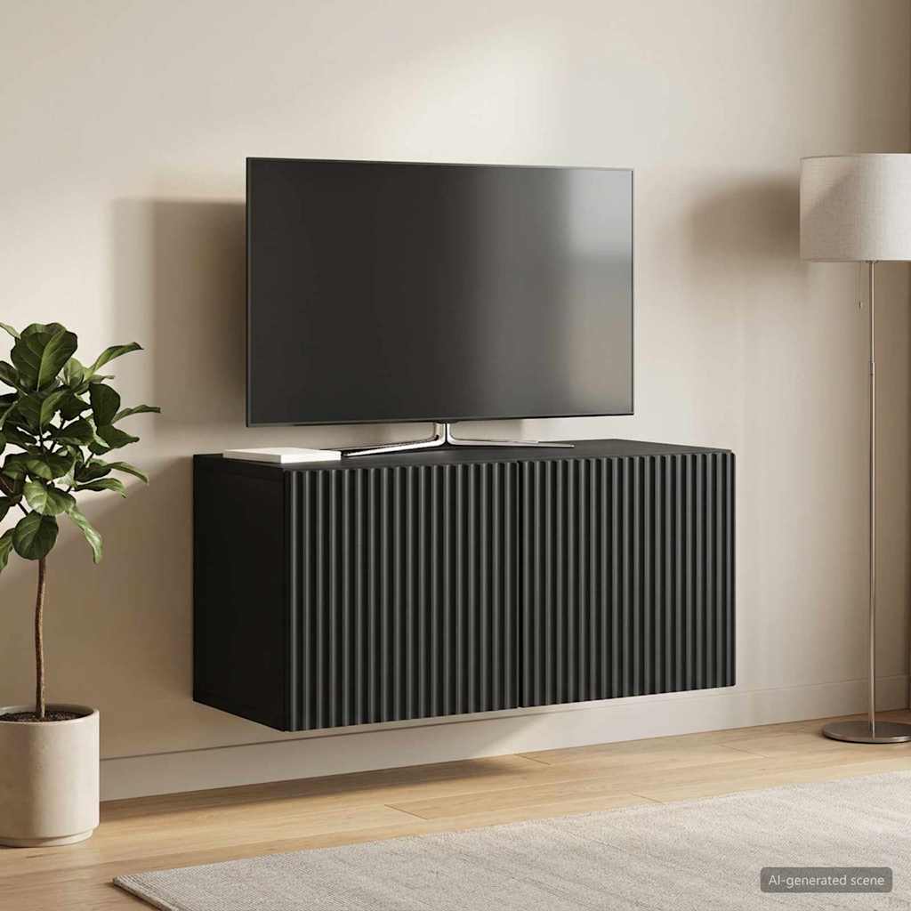 Wandmontierter TV-Schrank 59,5 x 31 x 30 cm Schwarz