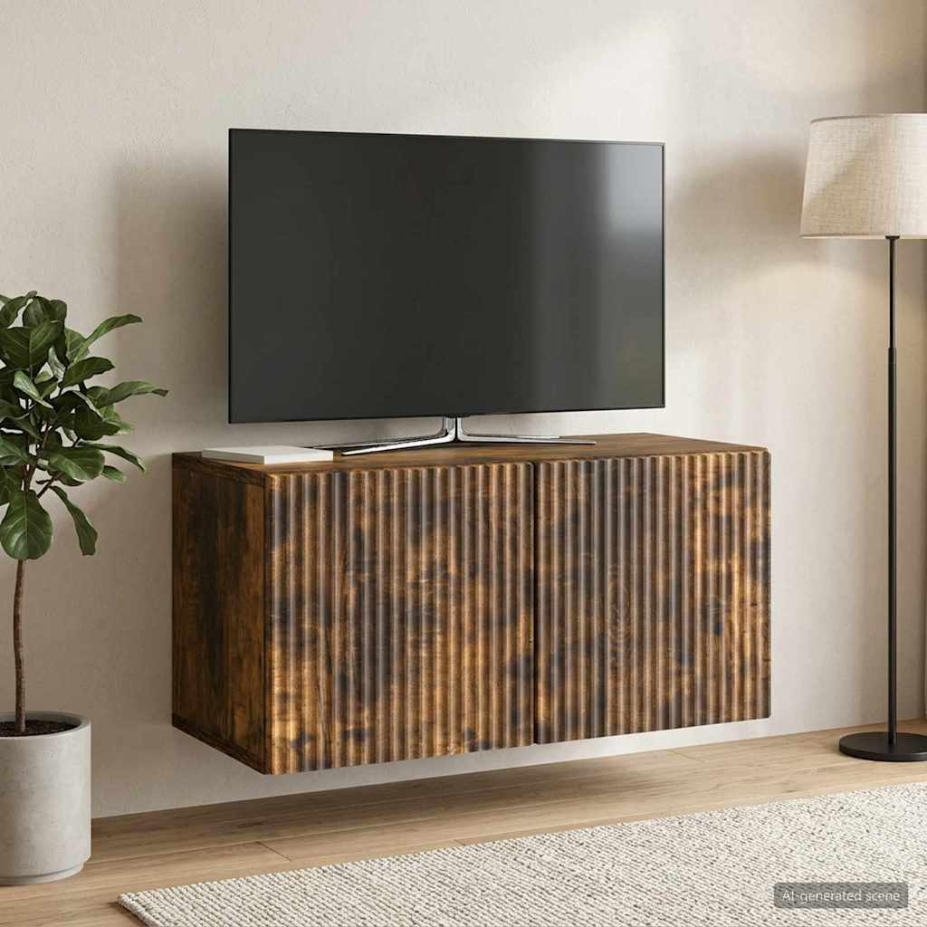 Wandmontierter TV-Schrank 59,5 x 31 x 30 cm Räuchereiche