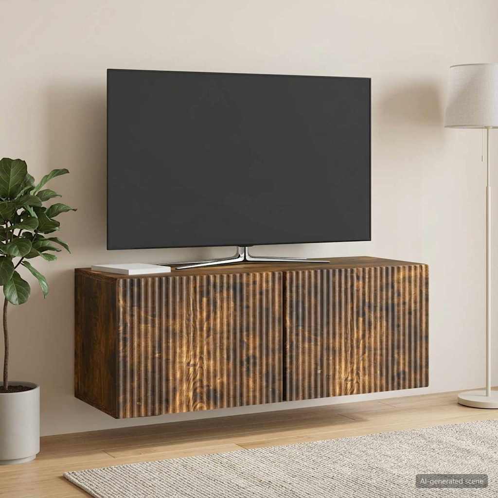Wandmontierter TV-Schrank 78,5 x 31 x 30 cm Räuchereiche