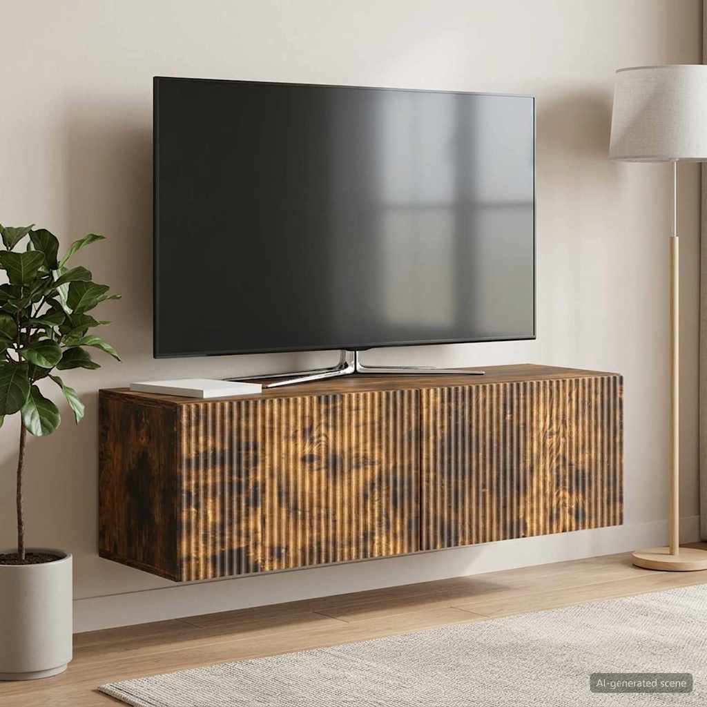 Wandmontierter TV-Schrank 98 x 31 x 30 cm Räuchereiche