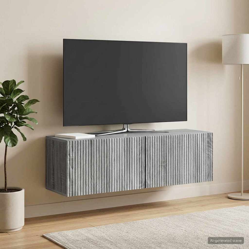 Wandmontierter TV-Schrank 98 x 31 x 30 cm Sonoma-Grau