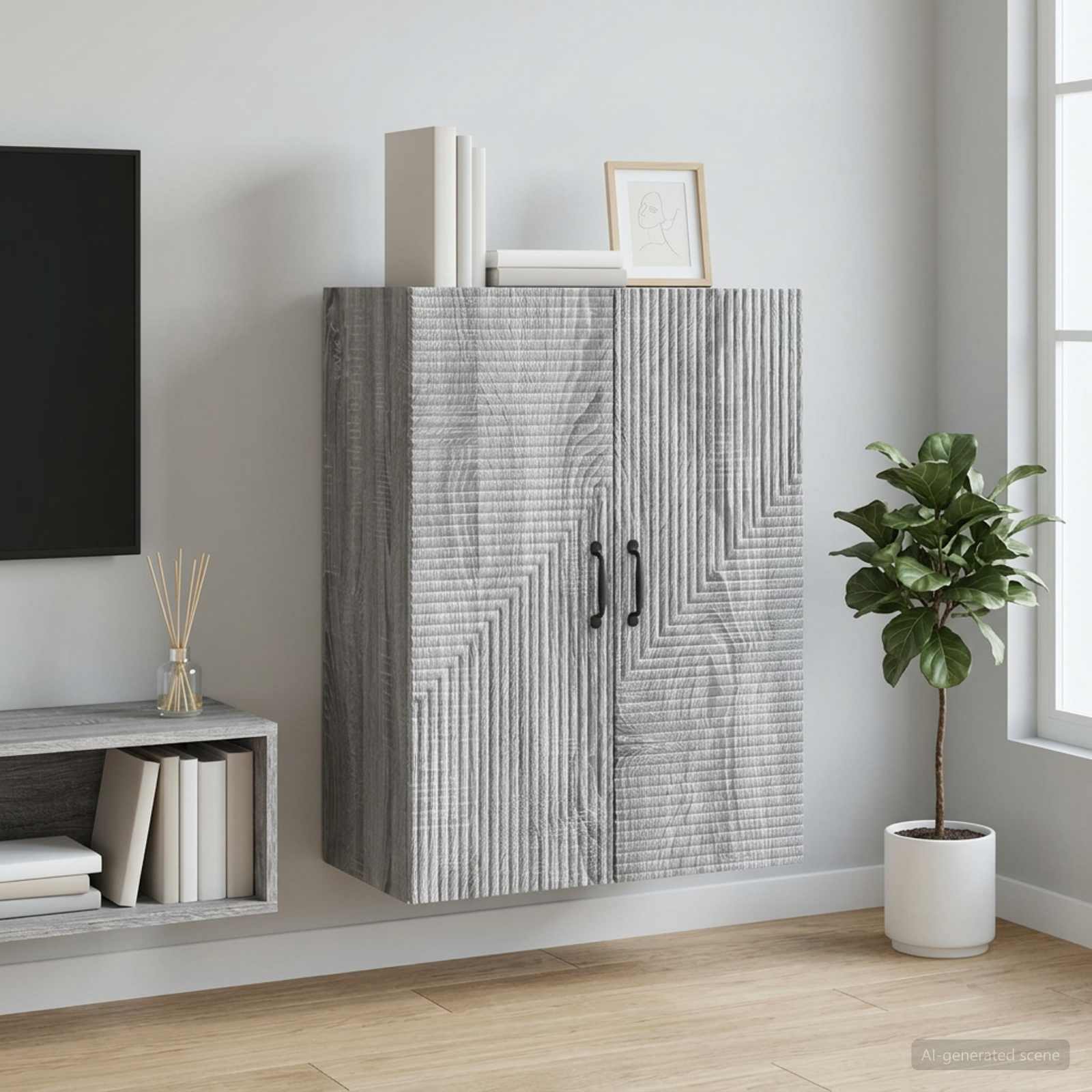 Wandschrank Grau Sonoma 66 x 34,5 x 90 cm Holzwerkstoff