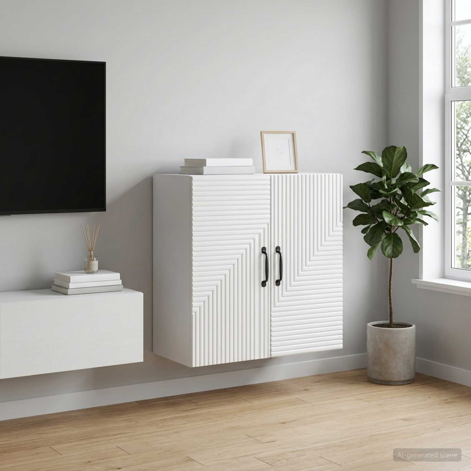 Wandschrank Hochglanz Weiß 59 x 31 x 60 cm Holzwerkstoff