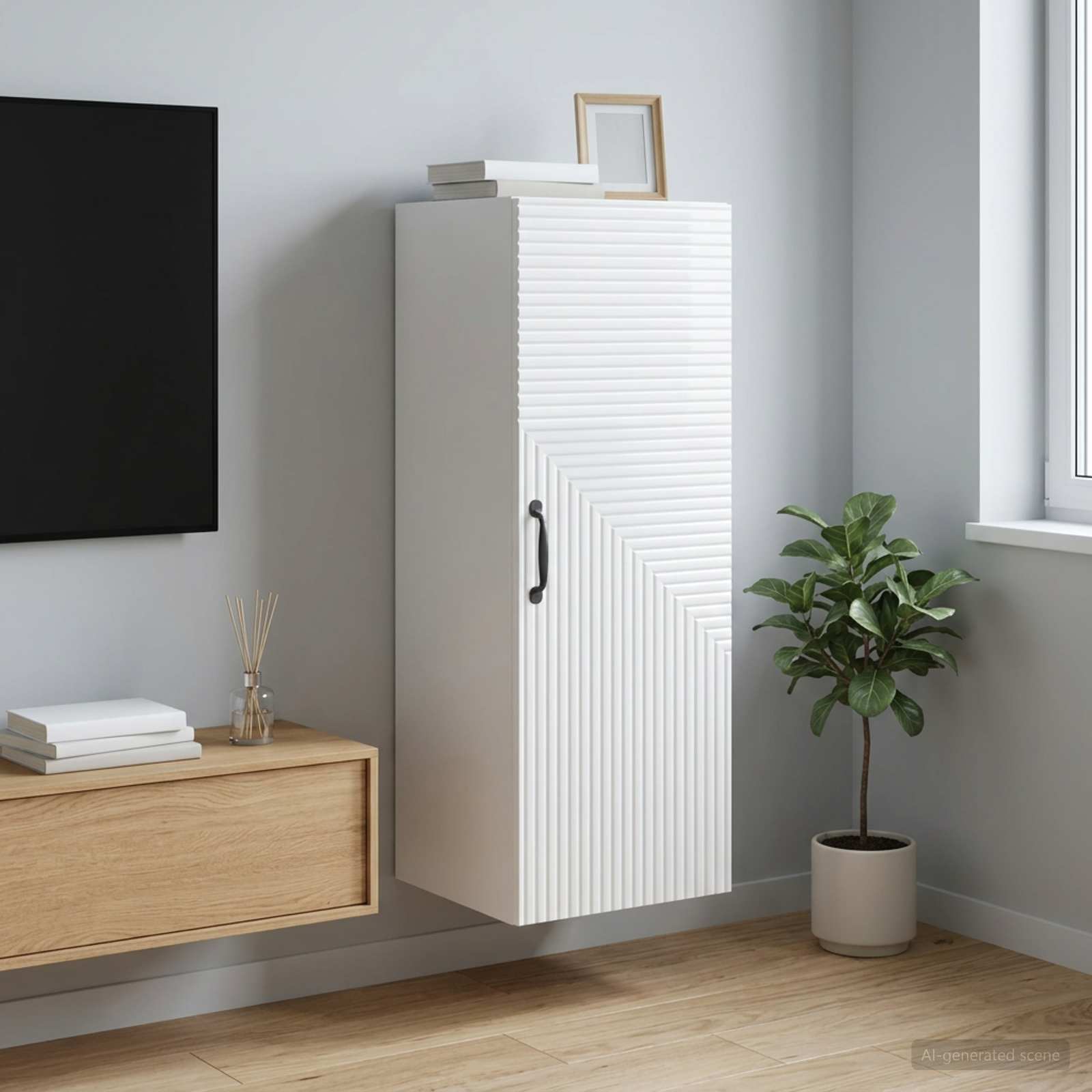 Wandschrank Hochglanz Weiß 33 x 34,5 x 90 cm Holzwerkstoff
