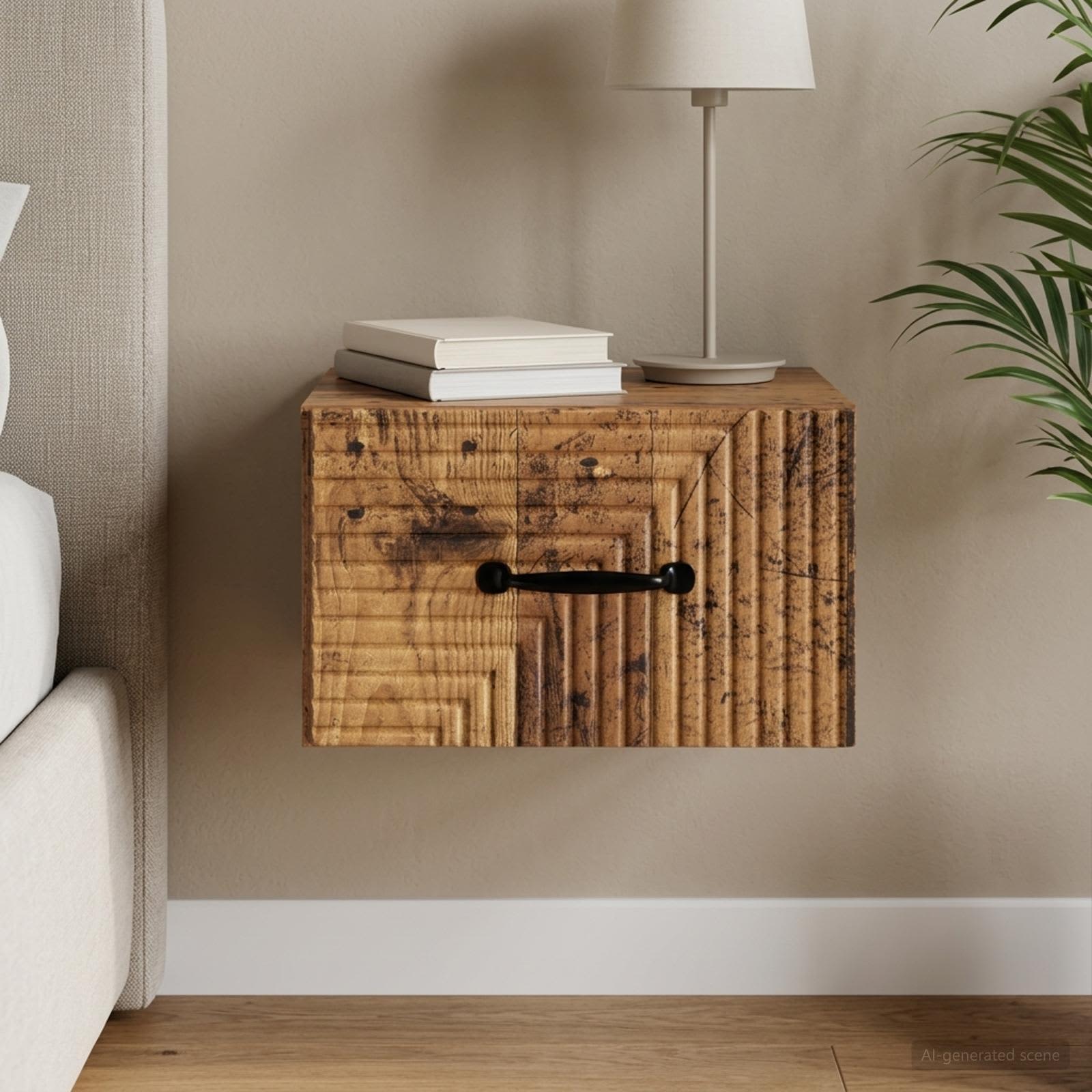 Wandmontierter Nachttisch Altholz 34,5 x 33 x 20 cm
