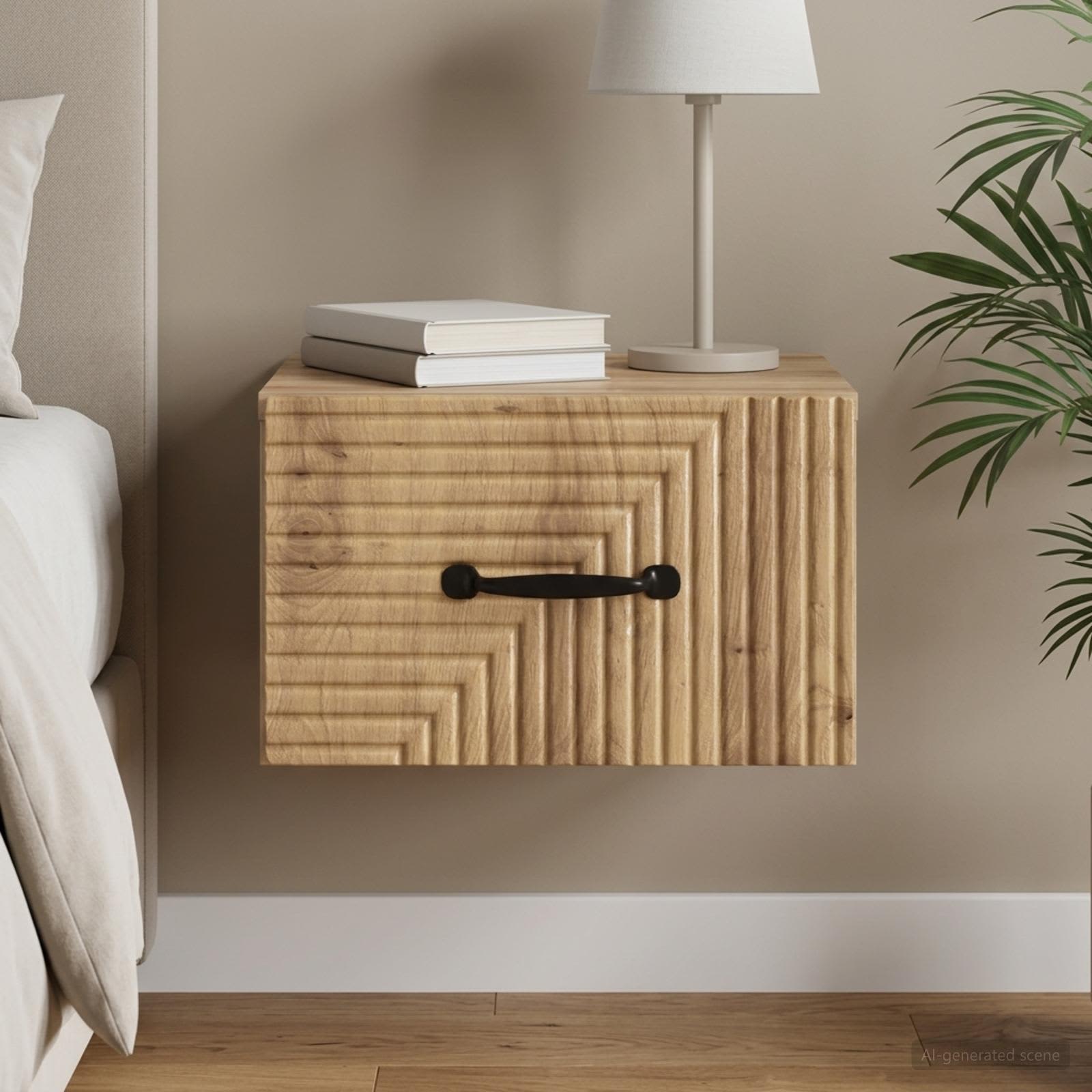 Wandmontierter Nachttisch Artisan-Eiche 34,5 x 33 x 20 cm