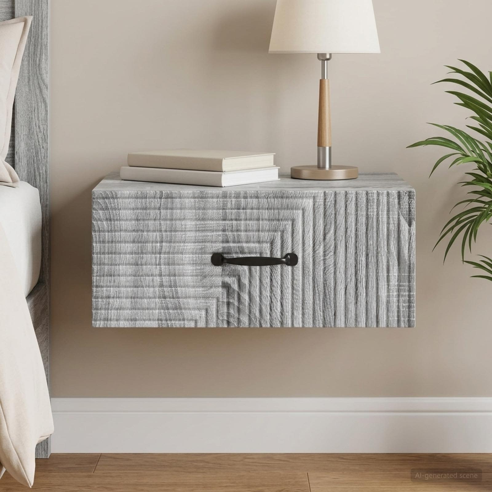 Wandmontierter Nachttisch Sonoma-Grau 49 x 34,5 x 20 cm