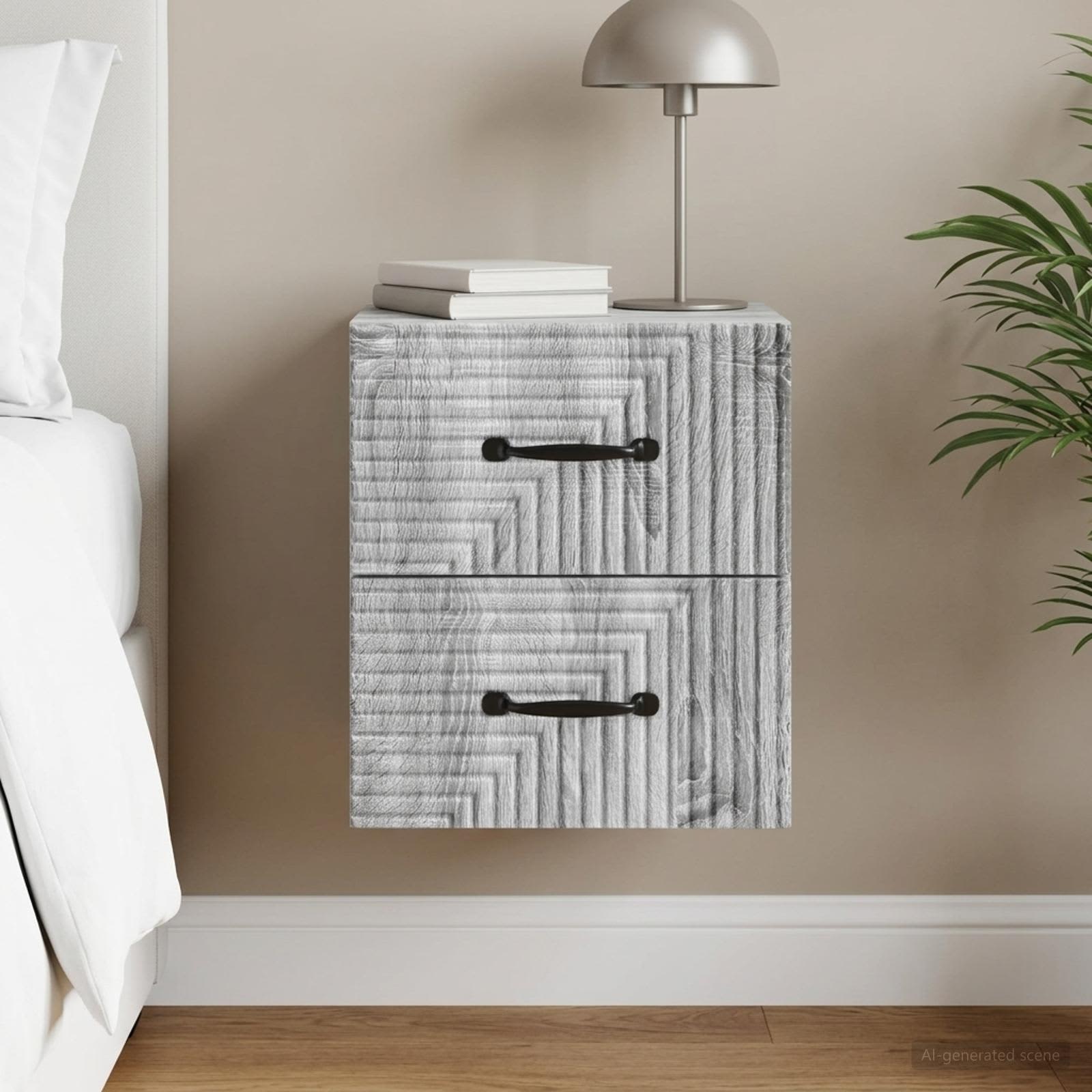 Wandmontierter Nachttisch Graues Sonoma 34,5 x 33 x 40 cm
