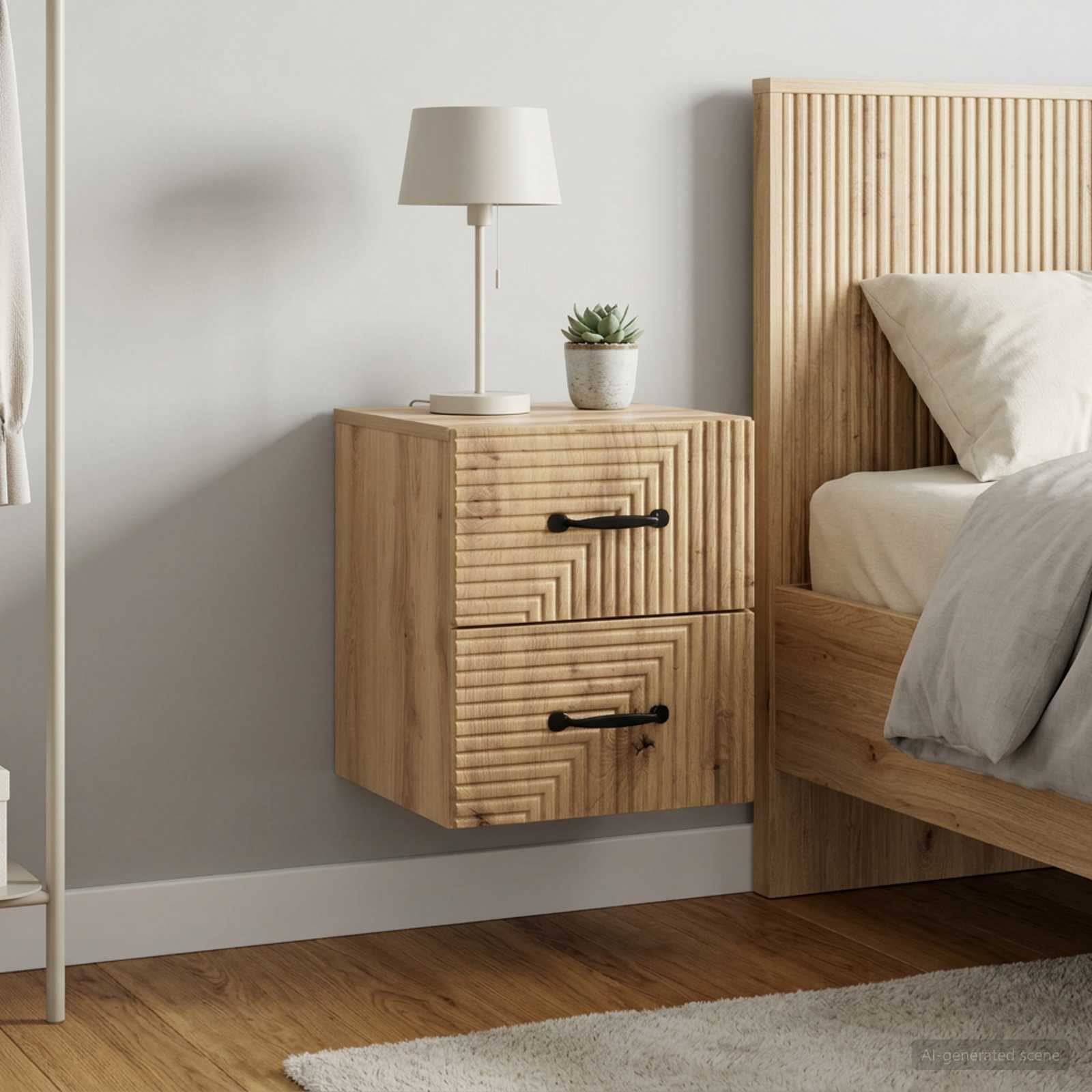 Wandmontierter Nachttisch 2 stk. Artisan-Eiche