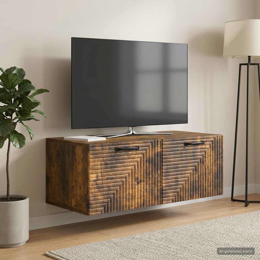 Wandmontierter TV-Schrank Geräucherte Eiche 78,5 x 41 x 30 cm
