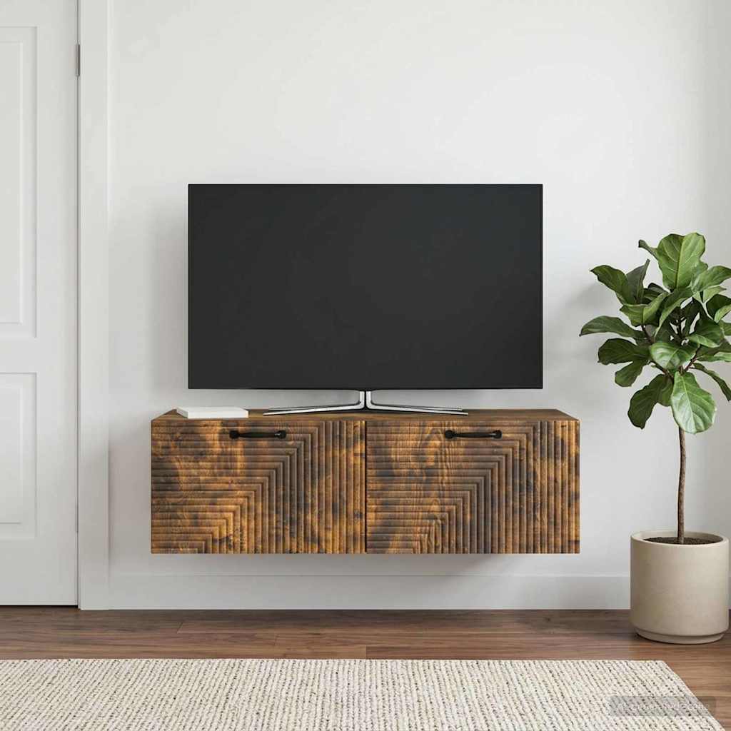 Wandmontierter TV-Schrank Geräucherte Eiche 98 x 41 x 30 cm