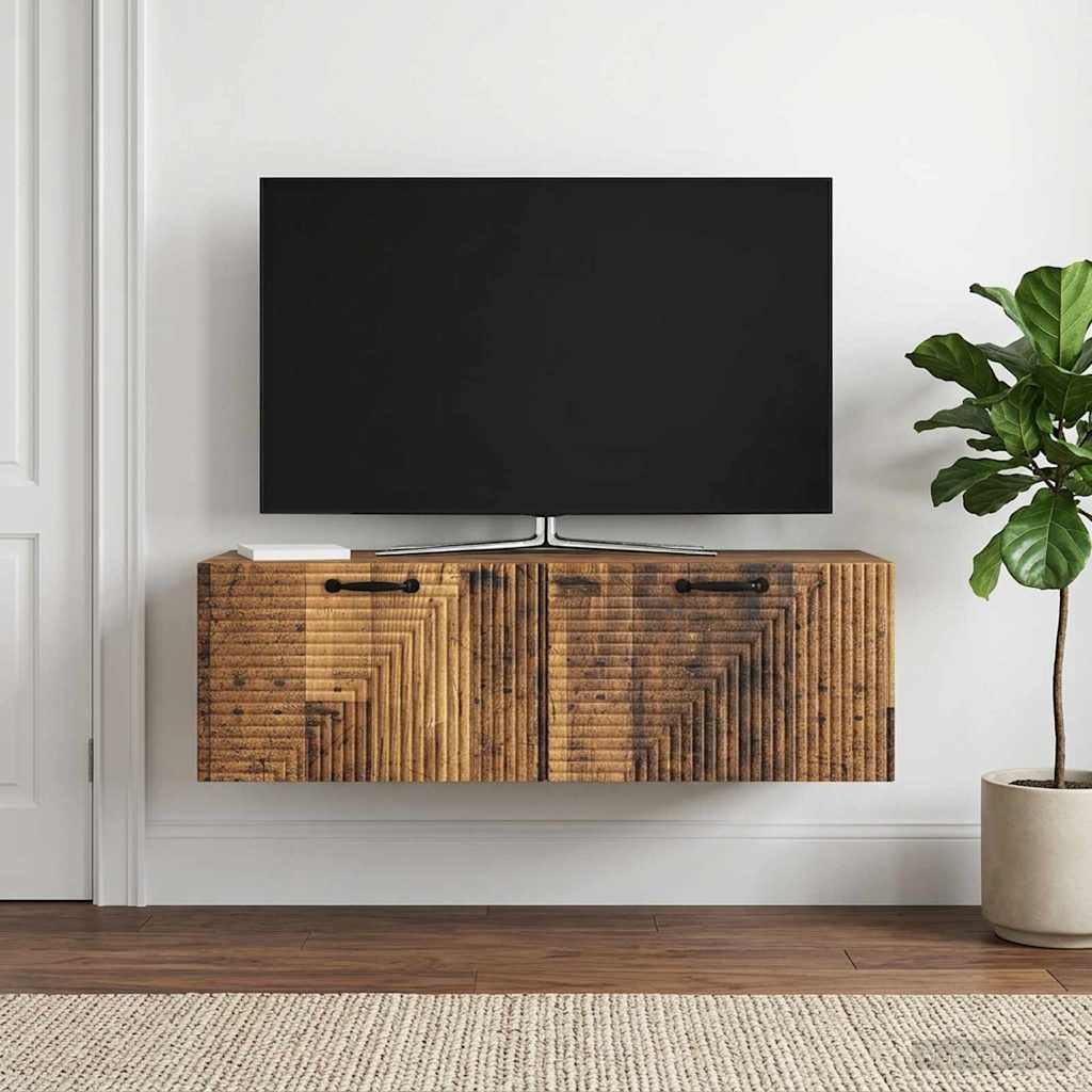 Wandmontierter TV-Schrank Altholz 98 x 41 x 30 cm Holzwerkstoff