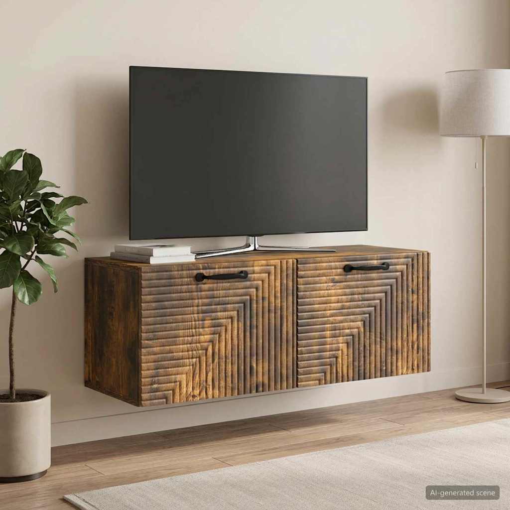 Wandmontierter TV-Schrank Geräucherte Eiche 78,5 x 31 x 30 cm