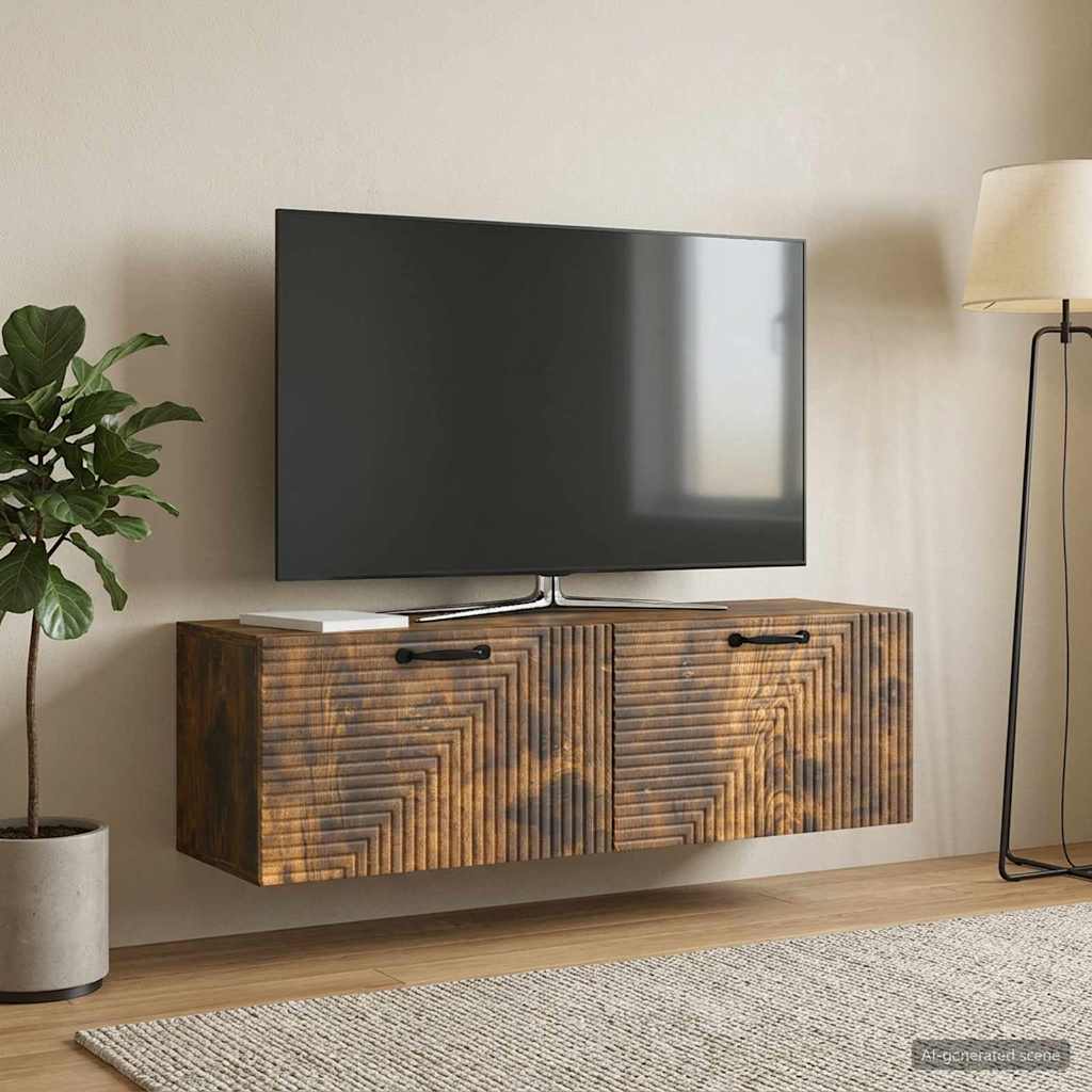 Wandmontierter TV-Schrank Geräucherte Eiche 98 x 31 x 30 cm