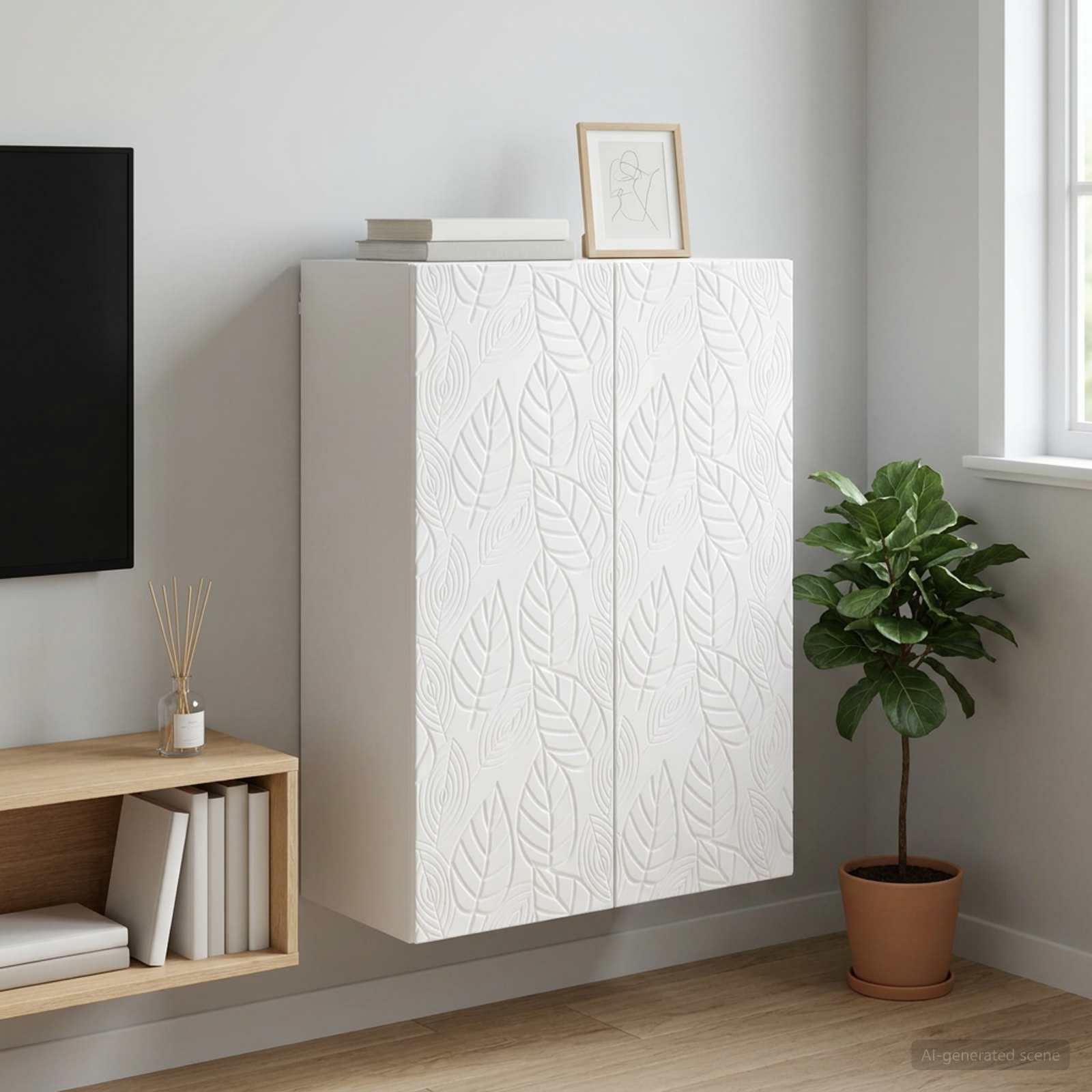 Wandschrank 66 x 34,5 x 90 cm Holzwerkstoff Hochglanz Weiß