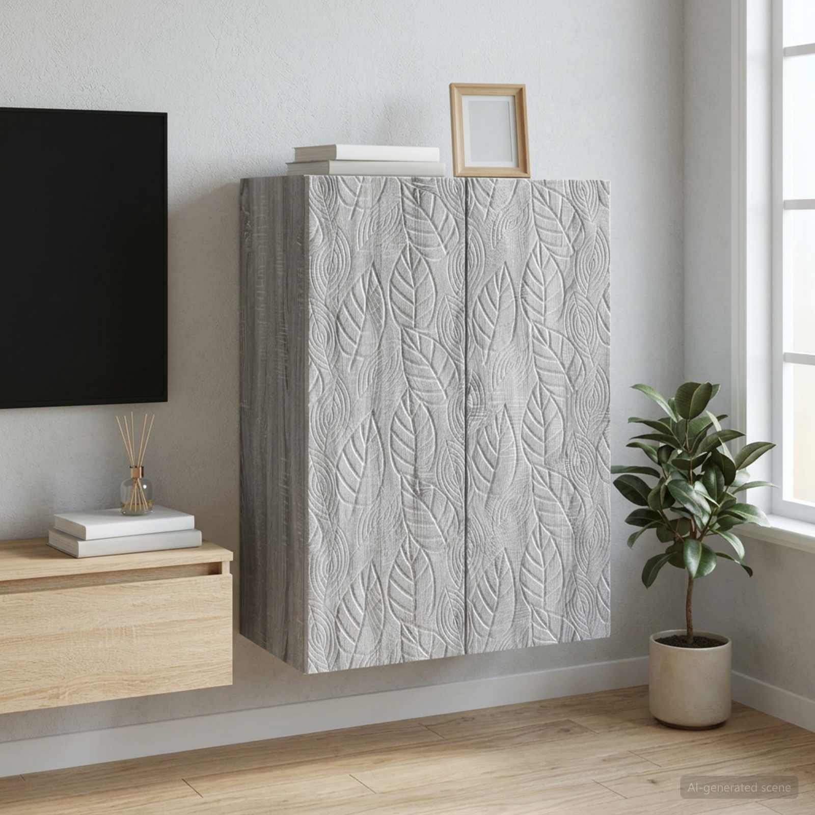 Wandschrank 66 x 34,5 x 90 cm Holzwerkstoff Sonoma-Grau