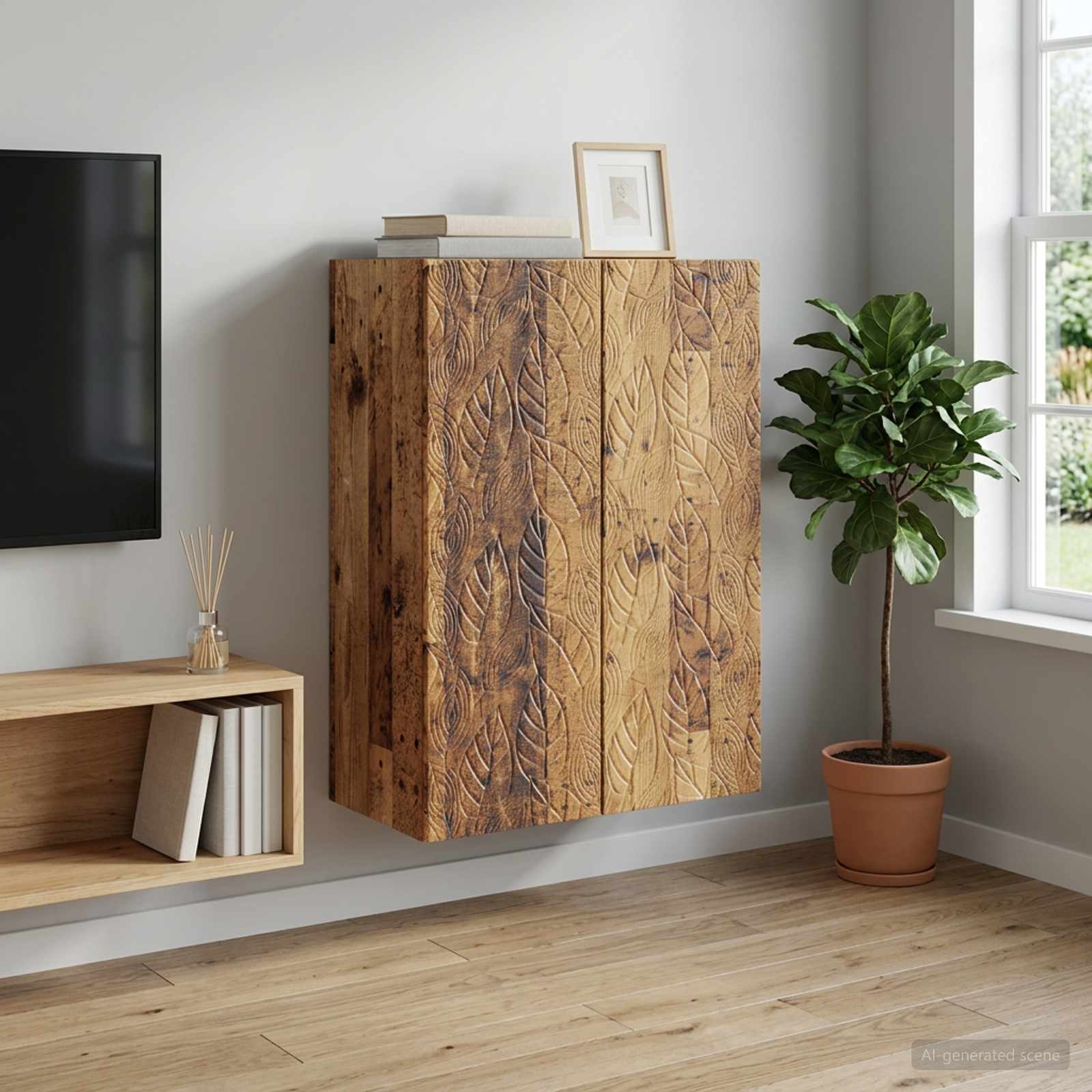 Wandschrank 66 x 34,5 x 90 cm Holzwerkstoff Altholz