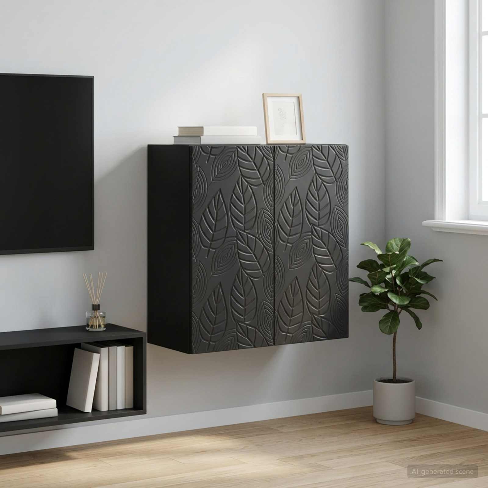 Wandschrank 59 x 31 x 60 cm Holzwerkstoff Schwarz