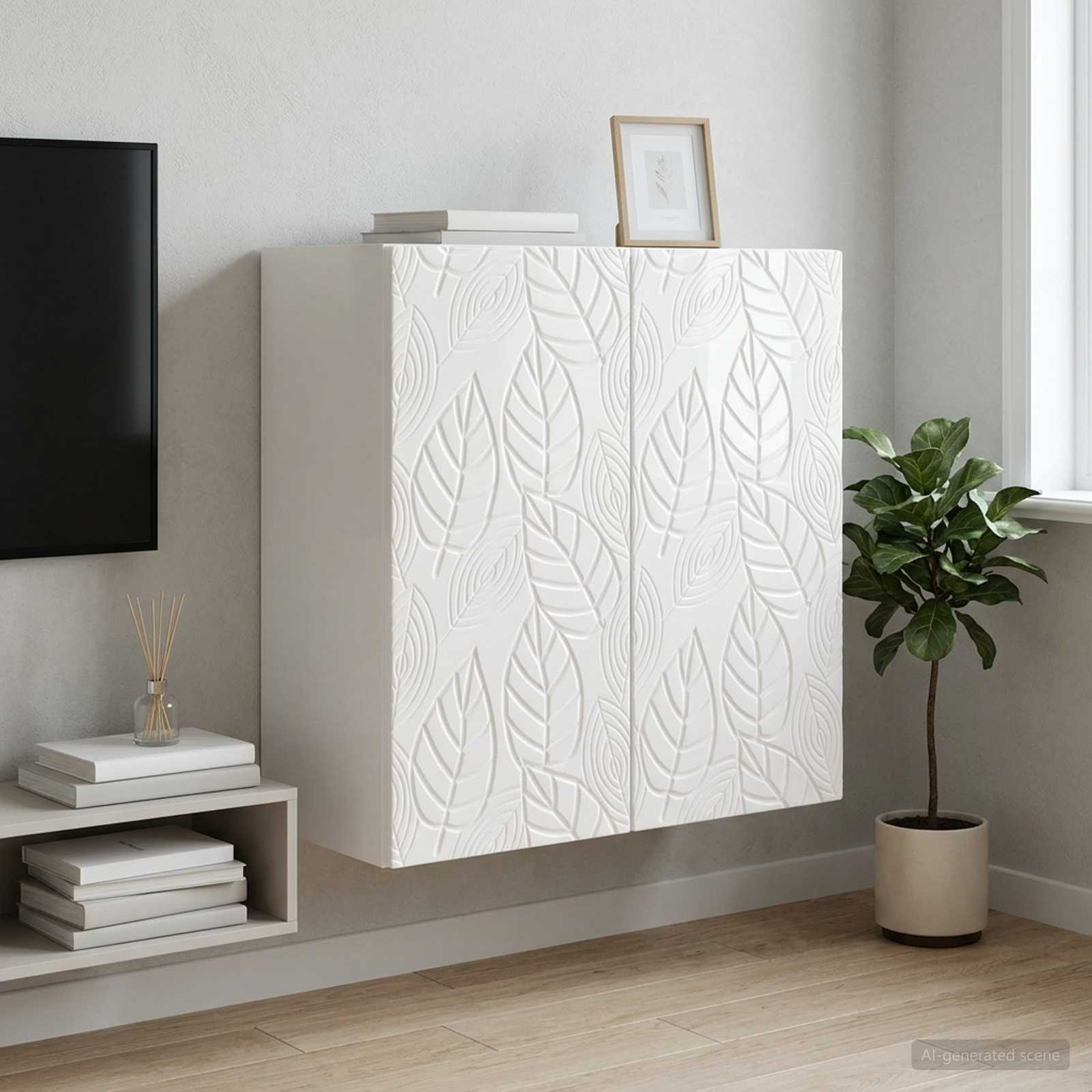 Wandschrank 59 x 31 x 60 cm Holzwerkstoff Hochglanz Weiß