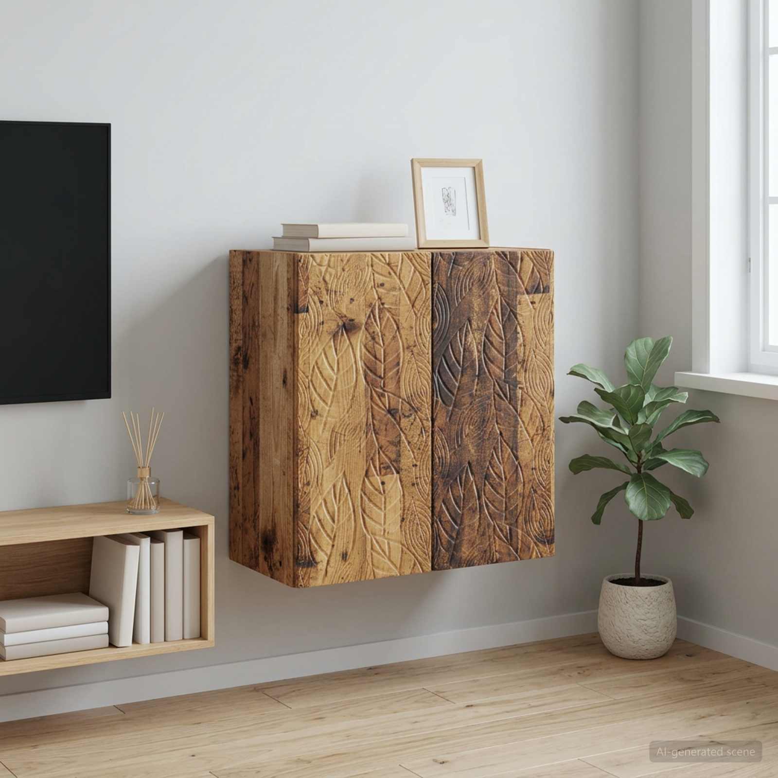 Wandschrank 59 x 31 x 60 cm Holzwerkstoff Altholz