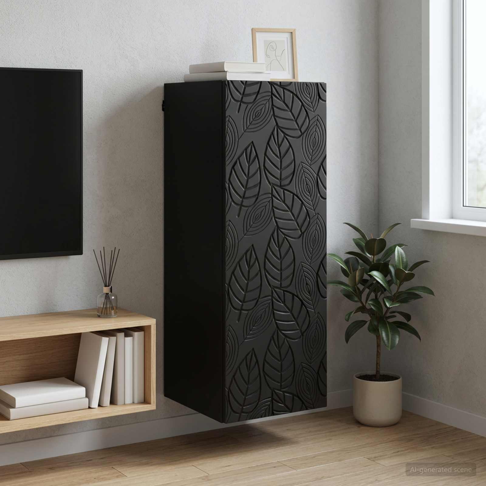 Wandschrank 33 x 34,5 x 90 cm Holzwerkstoff Schwarz