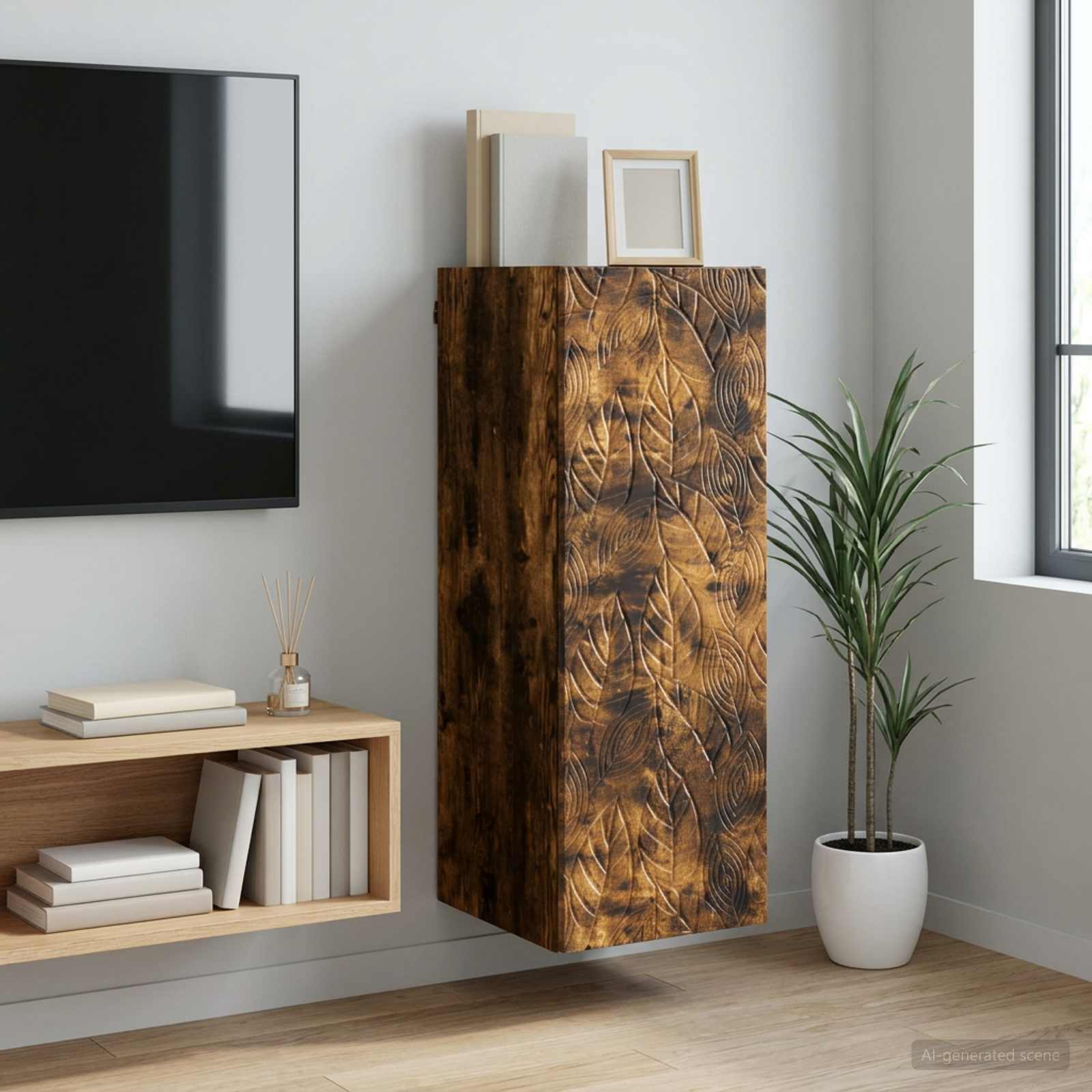 Wandschrank 33 x 34,5 x 90 cm Holzwerkstoff Räuchereiche