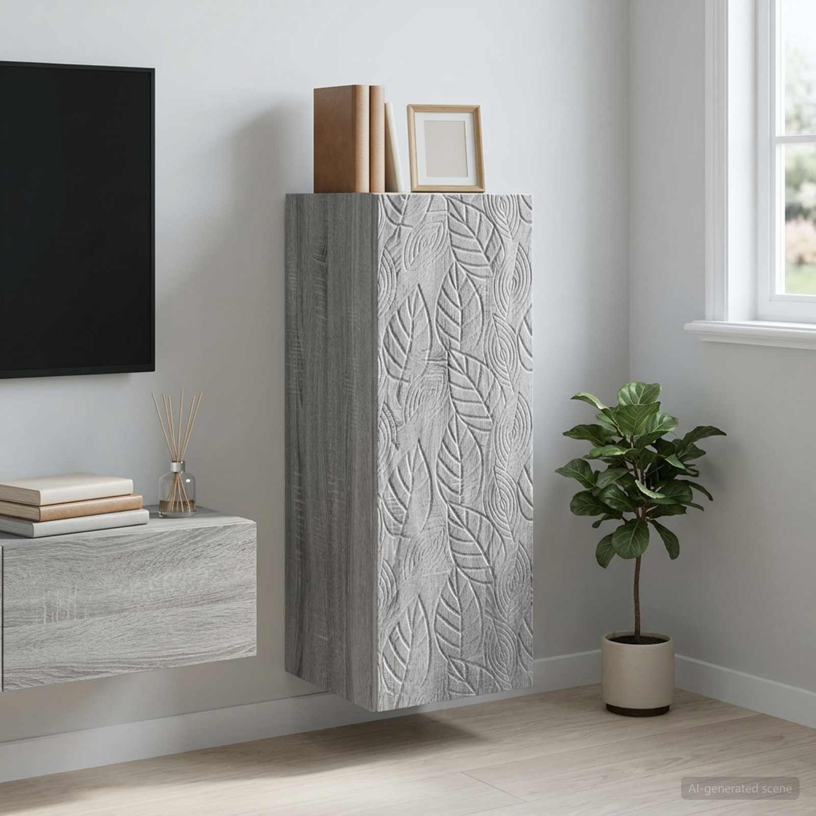 Wandschrank 33 x 34,5 x 90 cm Holzwerkstoff Sonoma-Grau