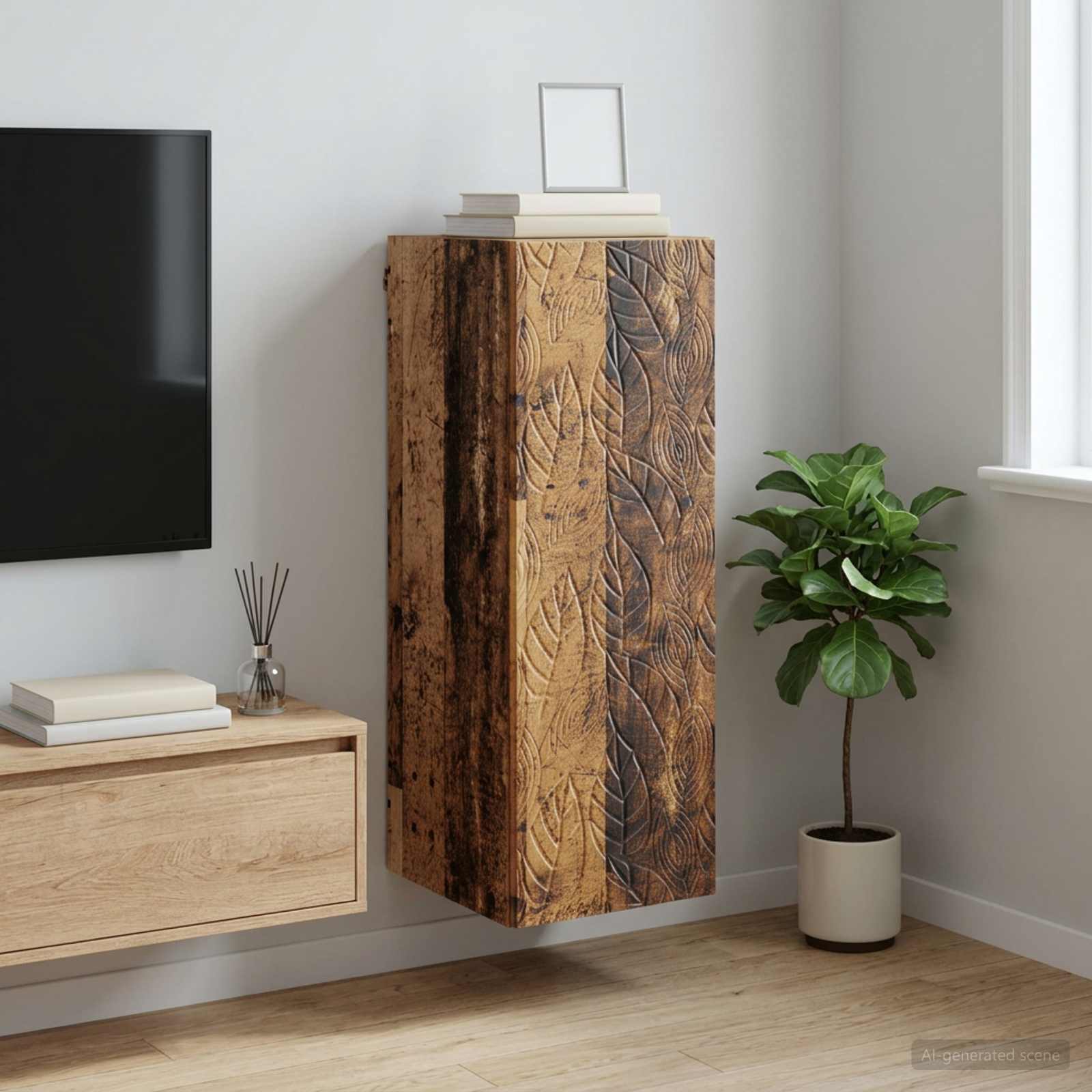Wandschrank 33 x 34,5 x 90 cm Holzwerkstoff Altholz