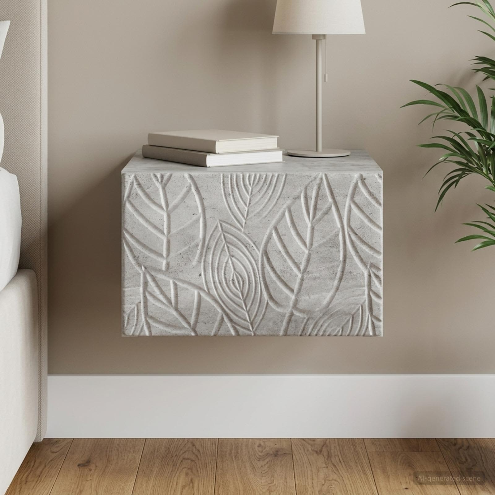 Wandmontierter Nachttisch Betongrau 49 x 34,5 x 20 cm