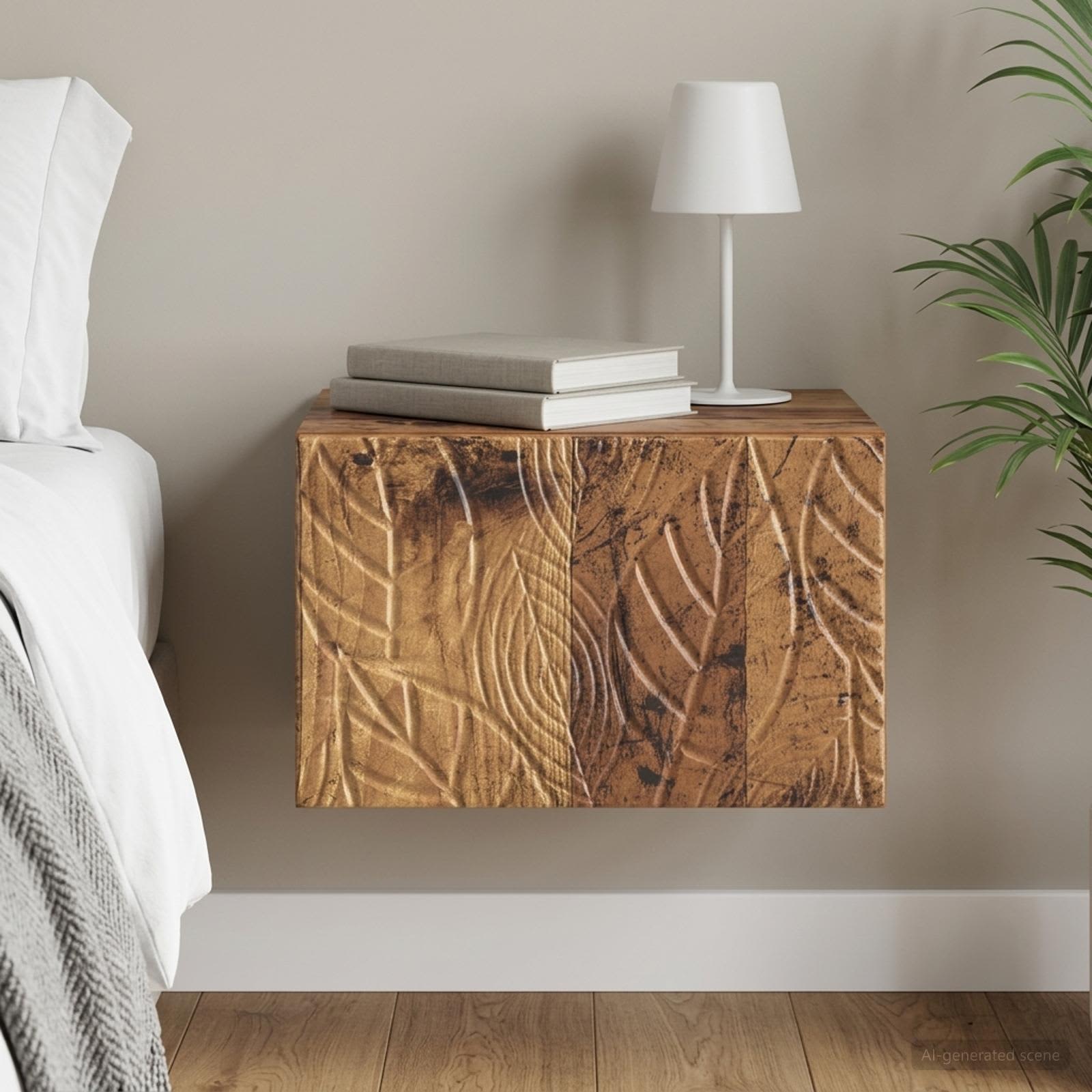 Wandmontierter Nachttisch Altholz 49 x 34,5 x 20 cm