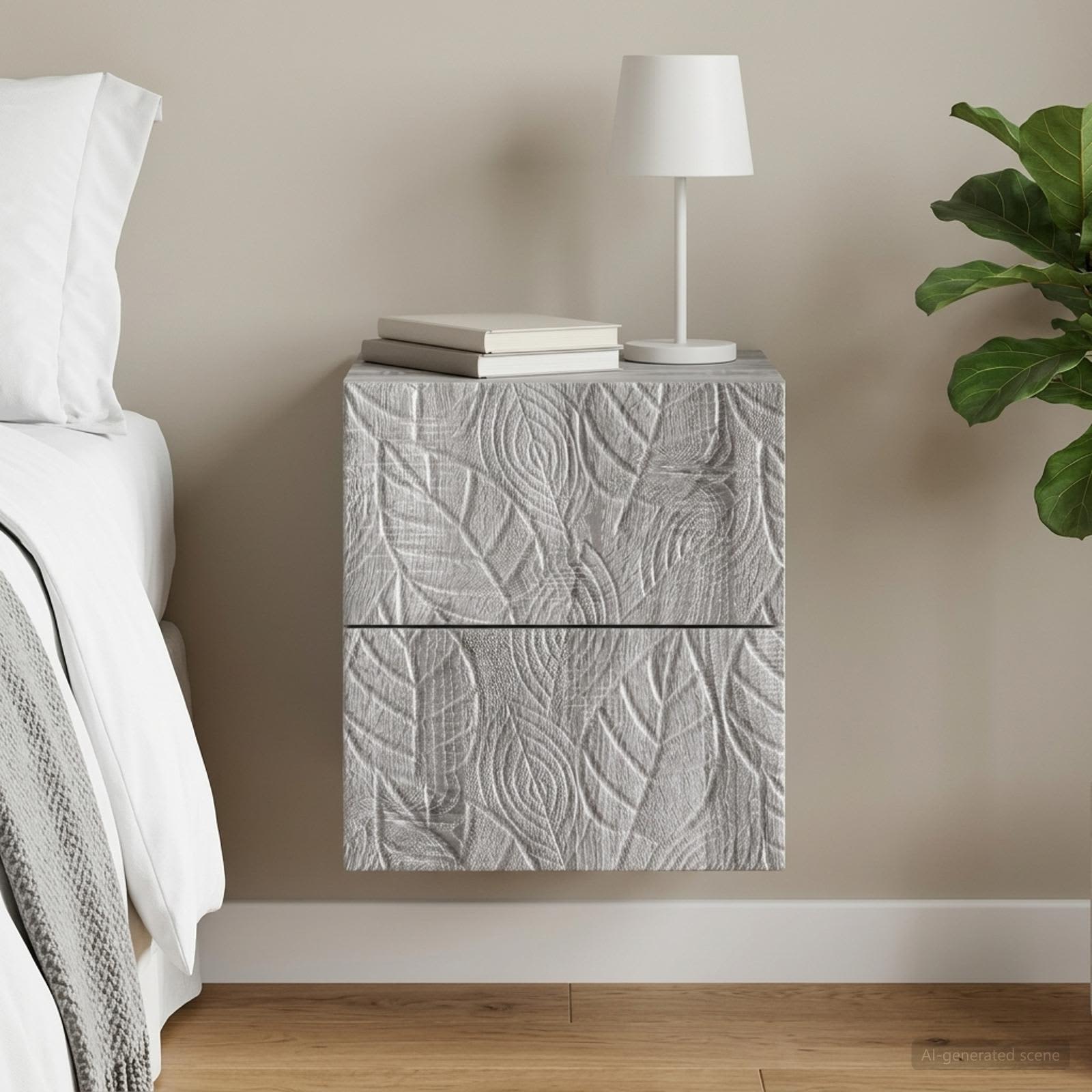 Wandmontierter Nachttisch Sonoma-Grau 34,5 x 33 x 40 cm