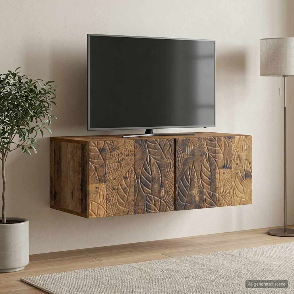Wandmontierter TV-Schrank 98 x 41 x 30 cm Altholz Holzwerkstoff