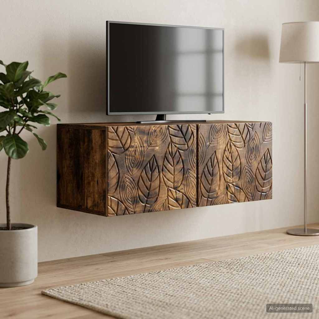 Wandmontierter TV-Schrank 59,5 x 31 cm Geräucherte Eiche