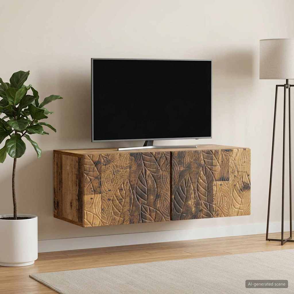 Wandmontierter TV-Schrank 59,5 x 31 cm Altholz Holzwerkstoff