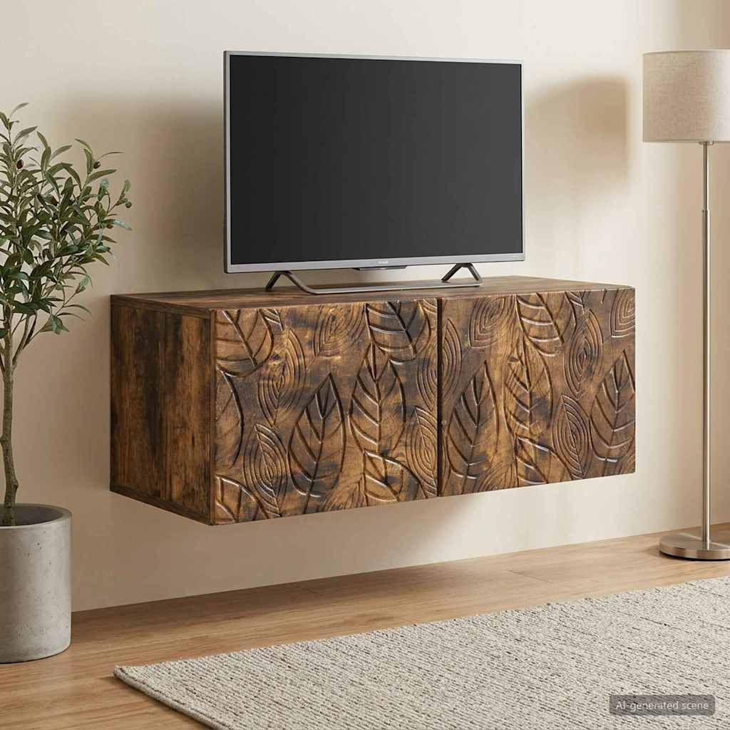 Wandmontierter TV-Schrank 98 x 31 cm Geräucherte Eiche
