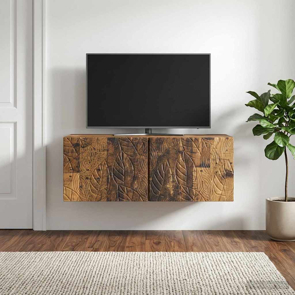 Wandmontierter TV-Schrank 98 x 31 cm Altholz Holzwerkstoff