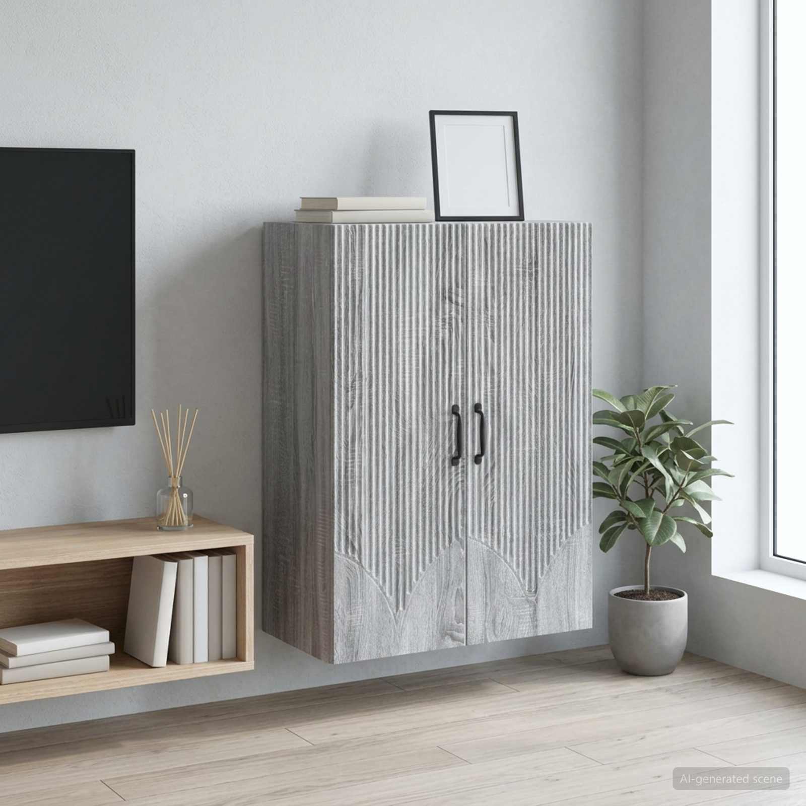 Wandschrank 66 x 34,5 x 90 cm Holzwerkstoff Sonoma-Grau