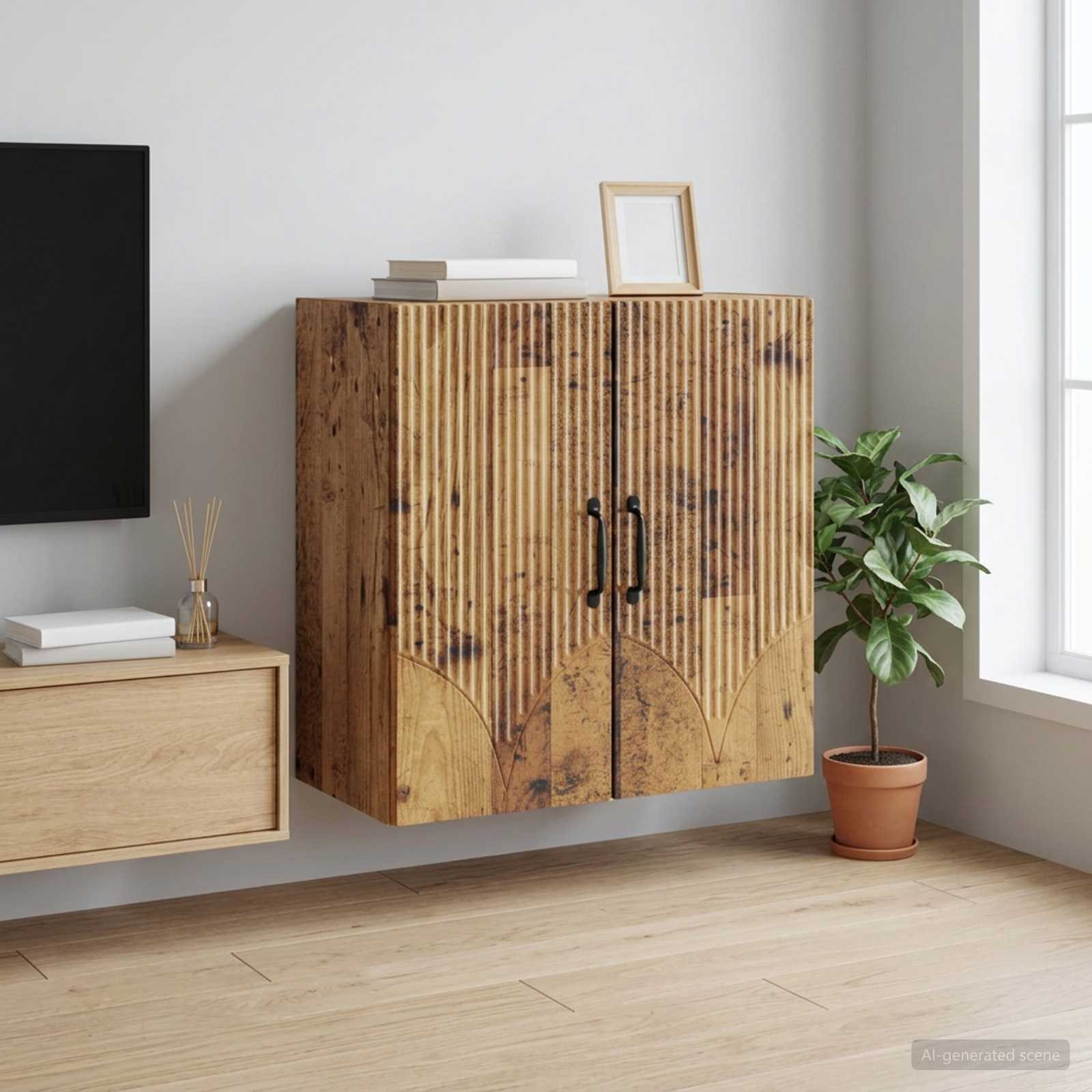 Wandschrank 59 x 31 x 60 cm Holzwerkstoff Altholz