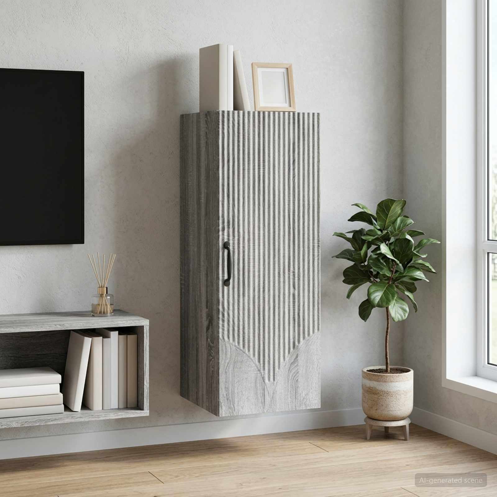 Wandschrank 33 x 34,5 x 90 cm Holzwerkstoff Sonoma-Grau