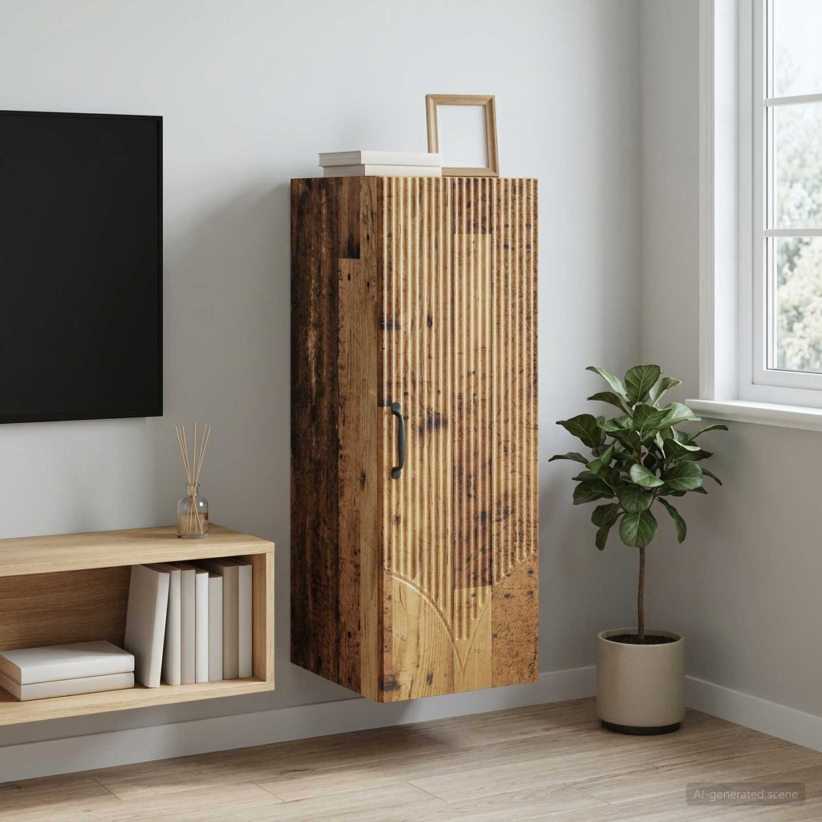 Wandschrank 33 x 34,5 x 90 cm Holzwerkstoff Altholz